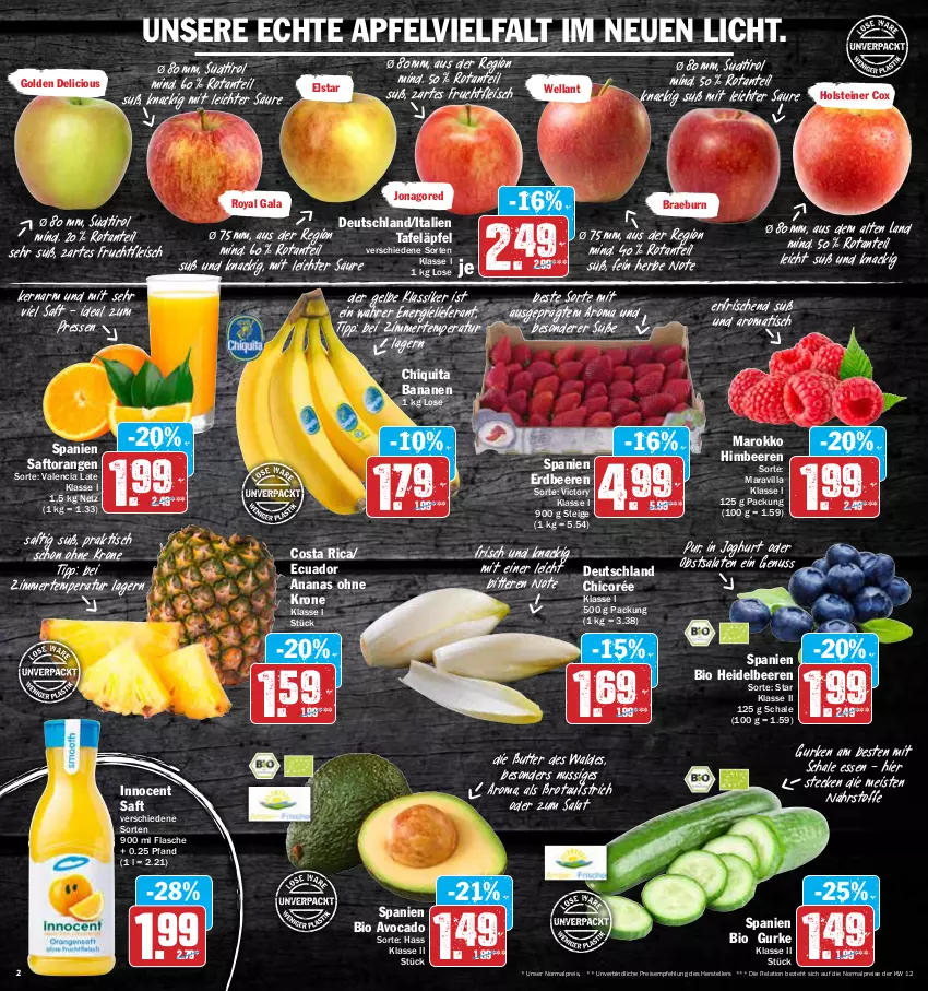 Aktueller Prospekt Aez - Prospekte - von 04.04 bis 09.04.2022 - strona 2 - produkty: ananas, apfel, aufstrich, avocado, banane, bananen, beere, beeren, bio, brot, brotaufstrich, butter, chiquita, eis, elle, Elvie, erdbeere, erdbeeren, flasche, fleisch, frucht, fruchtfleisch, gurke, gurken, heidelbeere, heidelbeeren, himbeer, himbeere, himbeeren, holsteiner, Innocent, joghur, joghurt, jonagored, krone, nuss, obst, orange, orangen, reis, rel, saft, Saftorangen, salat, salate, Schal, Schale, steiner, tafeläpfel, teller, Ti, tisch, Wella