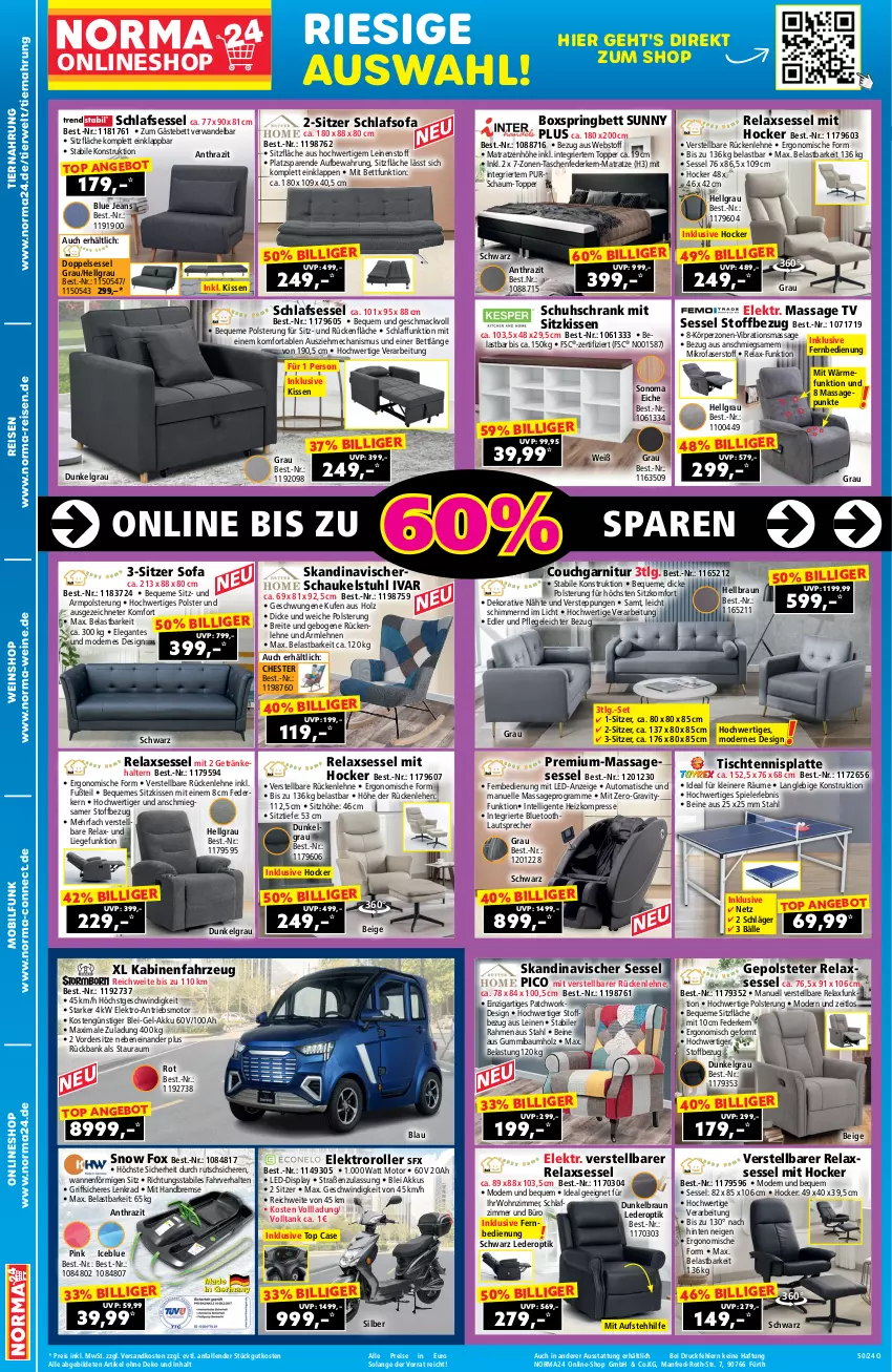 Aktueller Prospekt Norma - Norma - von 28.11 bis 15.12.2024 - strona 2 - produkty: akku, angebot, armlehnen, auto, Bank, Bau, bett, braun, Couch, eis, Elektro, Elektroroller, elle, ente, federkern, fernbedienung, garnitur, Gästebett, gefu, getränk, getränke, getränkehalter, hocker, Holz, Intel, jeans, kissen, latte, lautsprecher, leine, LG, Liege, mac, matratze, matratzen, mikrofaser, Mode, ndk, pink ice, reis, rel, relaxsessel, ring, Roller, rückenlehne, rwe, Schaukel, schlafsofa, Schrank, sessel, Sitzhöhe, sitzkissen, Sofa, sonoma eiche, Spiele, stuhl, Tasche, taschen, taschenfederkern-matratze, Ti, tiernahrung, tisch, topper, Wanne, wein, weine, weinshop