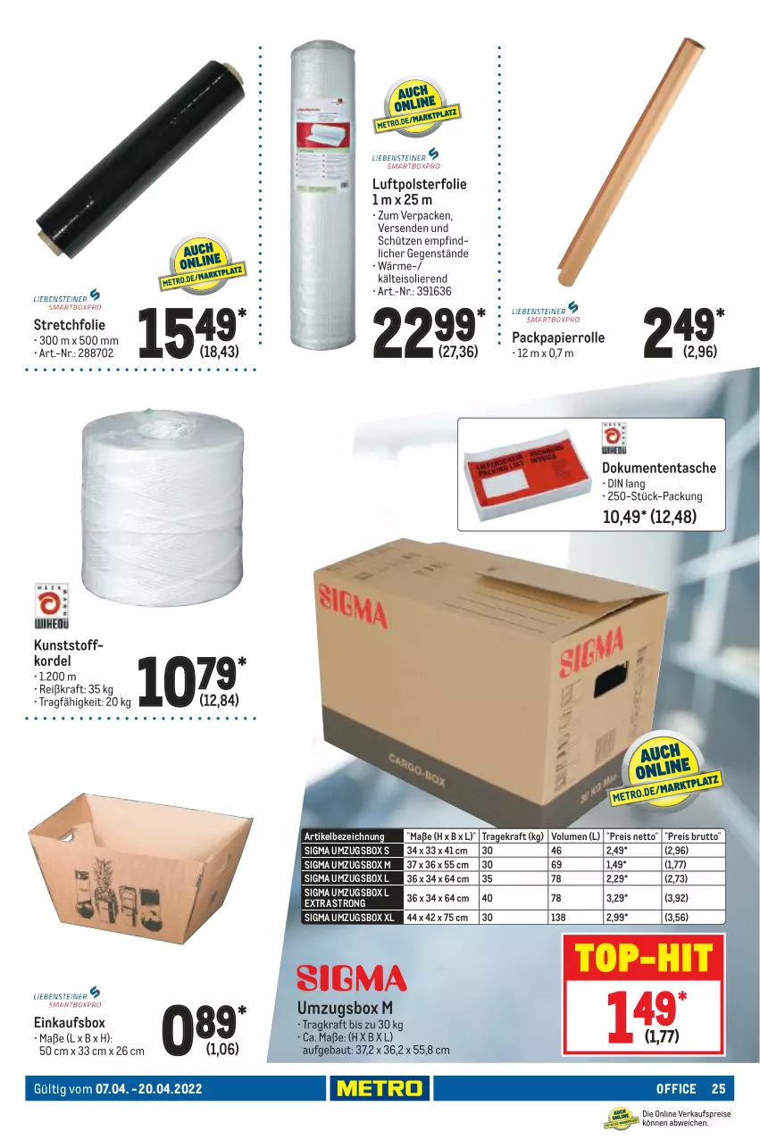 Aktueller Prospekt Metro - Office Spezial - von 07.04 bis 20.04.2022 - strona 25 - produkty: Bau, brut, eis, ente, kraft, office, Packpapier, papier, reis, Schütze, sigma, Tasche, Ti, top-hit