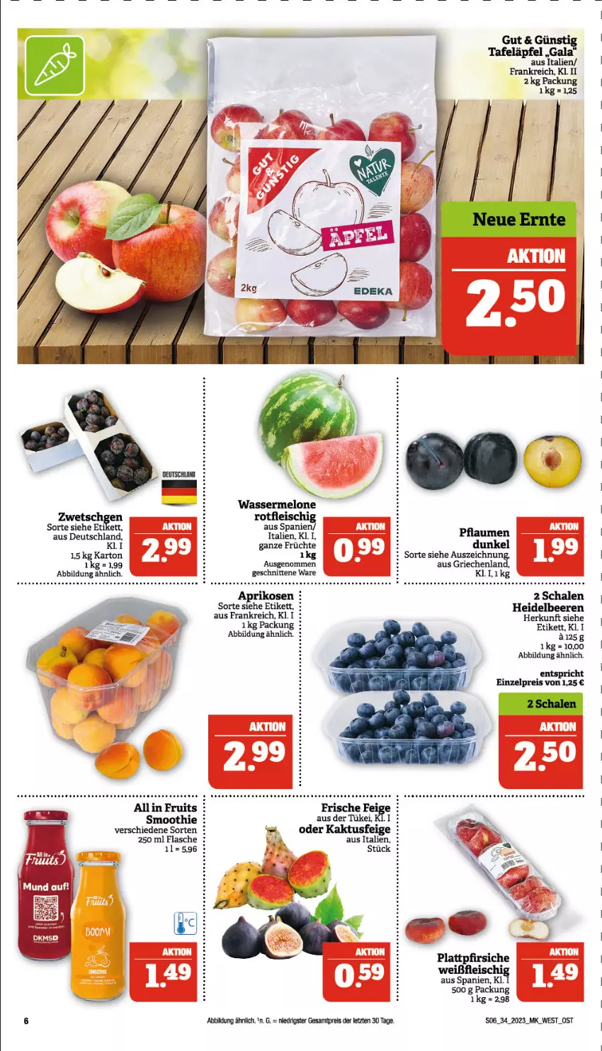 Aktueller Prospekt Marktkauf - Prospekt - von 20.08 bis 26.08.2023 - strona 6 - produkty: aprikose, aprikosen, beere, beeren, eier, eis, flasche, fleisch, früchte, heidelbeere, heidelbeeren, pfirsich, pfirsiche, pflaume, pflaumen, plattpfirsiche, reis, Schal, Schale, schnitten, smoothie, Ti, ZTE