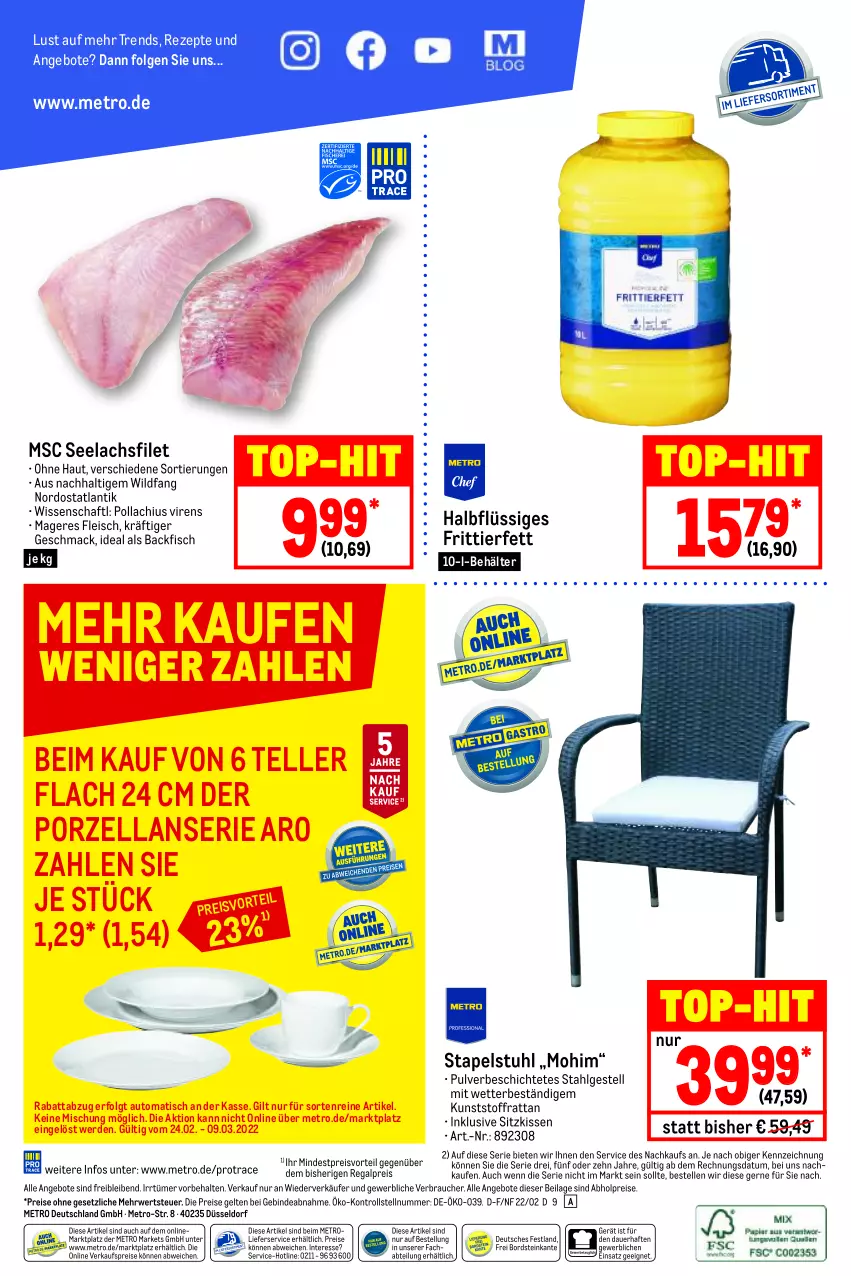 Aktueller Prospekt Metro - GastroJournal - von 24.02 bis 09.03.2022 - strona 36 - produkty: abholpreise, Abtei, angebot, angebote, auer, auto, backfisch, Behälter, eis, elle, erde, filet, fisch, fleisch, ilag, kissen, lachs, lachsfilet, LG, lieferservice, mac, Metro, preisvorteil, Rauch, regal, reis, rezept, rezepte, rwe, seelachsfilet, sitzkissen, stapelstuhl, stuhl, teller, Ti, tisch, top-hit, Wild