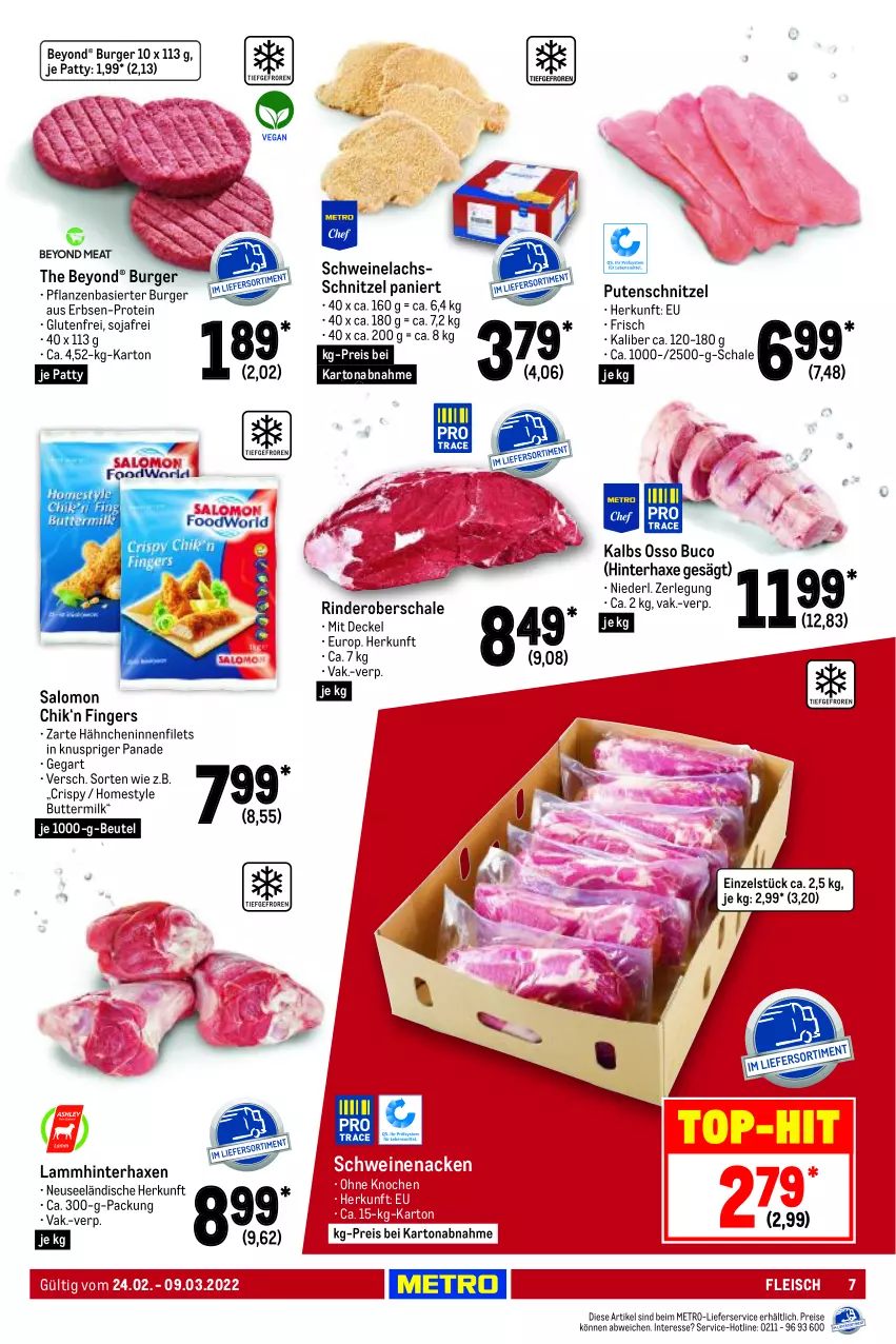 Aktueller Prospekt Metro - GastroJournal - von 24.02 bis 09.03.2022 - strona 7 - produkty: axe, beutel, burger, butter, decke, Deckel, eis, erbsen, filet, filets, fleisch, Haxe, lachs, lamm, lieferservice, Metro, pflanze, pflanzen, pute, putenschnitzel, reis, rind, rinder, salomon, Schal, Schale, schnitzel, schwein, schweine, Schweinelachs, schweinenacken, soja, Ti, wein, weine, Yo