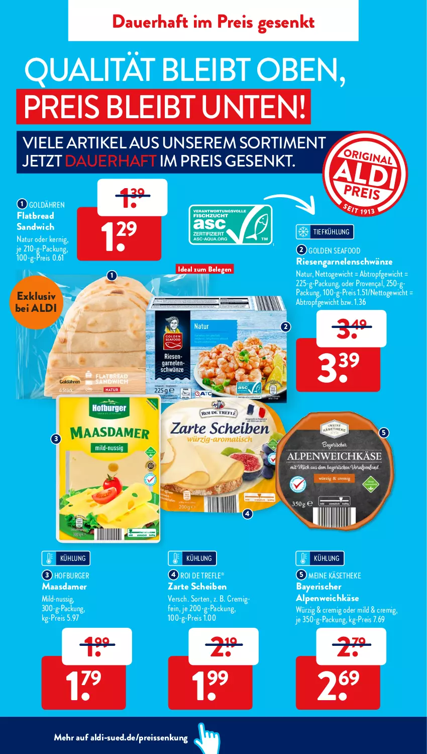 Aktueller Prospekt AldiSud - ALDI Aktuell - von 07.02 bis 12.02.2022 - strona 10 - produkty: aldi, auer, burger, eis, garnelen, Käse, käsetheke, Maasdam, maasdamer, natur, nuss, reis, reiss, riesengarnelen, sandwich, Ti, weichkäse