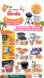 Gazetka promocyjna Famila - Prospekte - Gazetka - ważna od 22.07 do 22.07.2023 - strona 1 - produkty: angebot, angebote, auer, aust, Bau, Bauer, Becher, beere, beeren, beispielabbildung, eis, elle, flasche, fritteuse, frucht, fruchtjoghurt, grill, grillfläche, gyros, heidelbeere, heidelbeeren, joghur, joghurt, kaffee, krombache, krombacher, küche, Küchen, Kugel, kugelgrill, lebensmittel, LG, melitta, milka, milka schokolade, pfanne, pils, rama, ramazzott, ramazzotti, reis, Schal, Schale, schoko, schokolade, schwein, teller, Ti, Wanne, wein, zott, ZTE