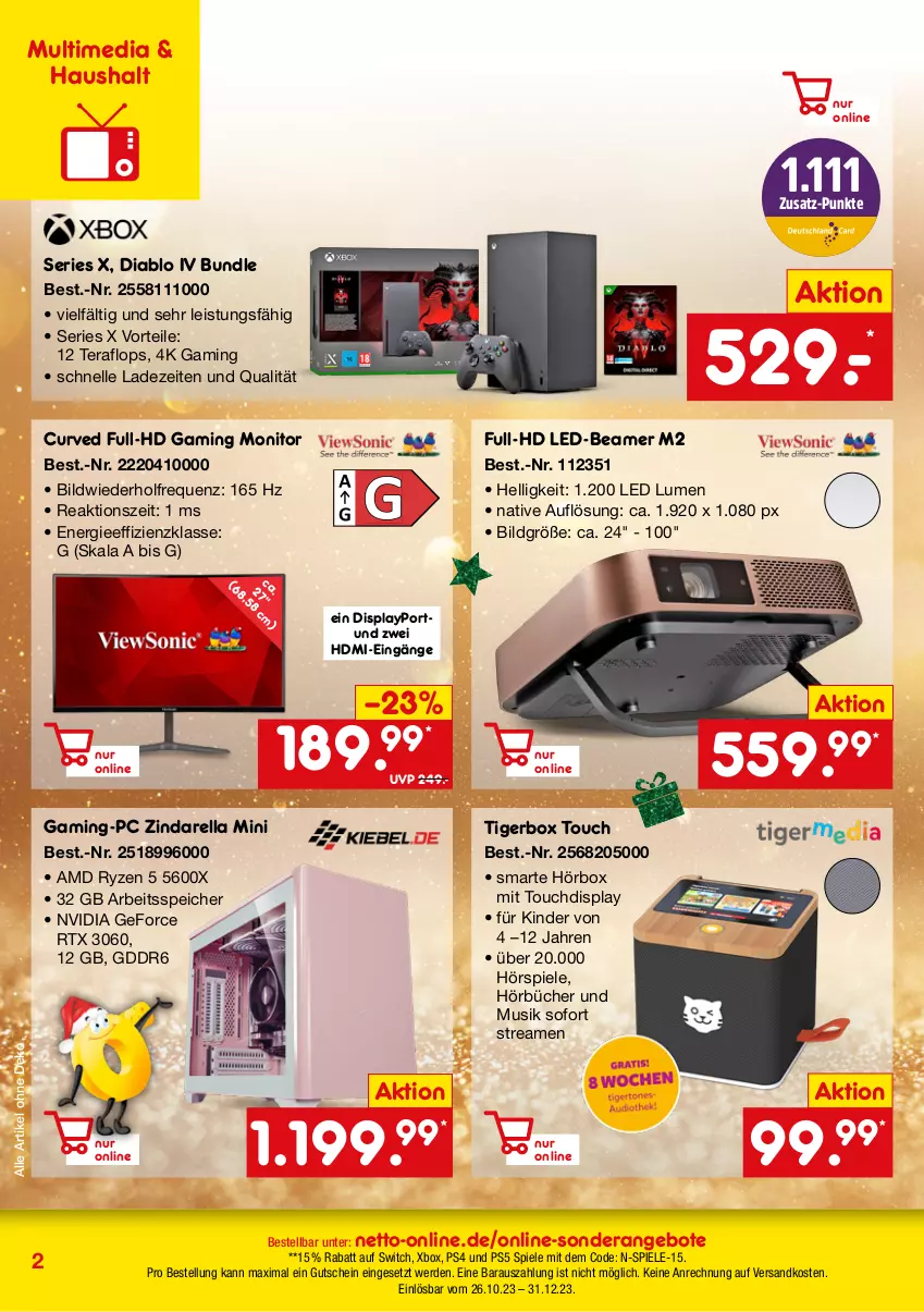 Aktueller Prospekt Netto Marken-Discount - Online-SonderangeboteGeschenke - von 26.10 bis 31.12.2023 - strona 2 - produkty: angebot, angebote, eis, elle, erde, gaming-pc, geforce, gutschein, HDMI, Kinder, monitor, ndk, nvidia, nvidia geforce, ps4, rel, rtx, ryzen, Spiele, Ti, Xbox