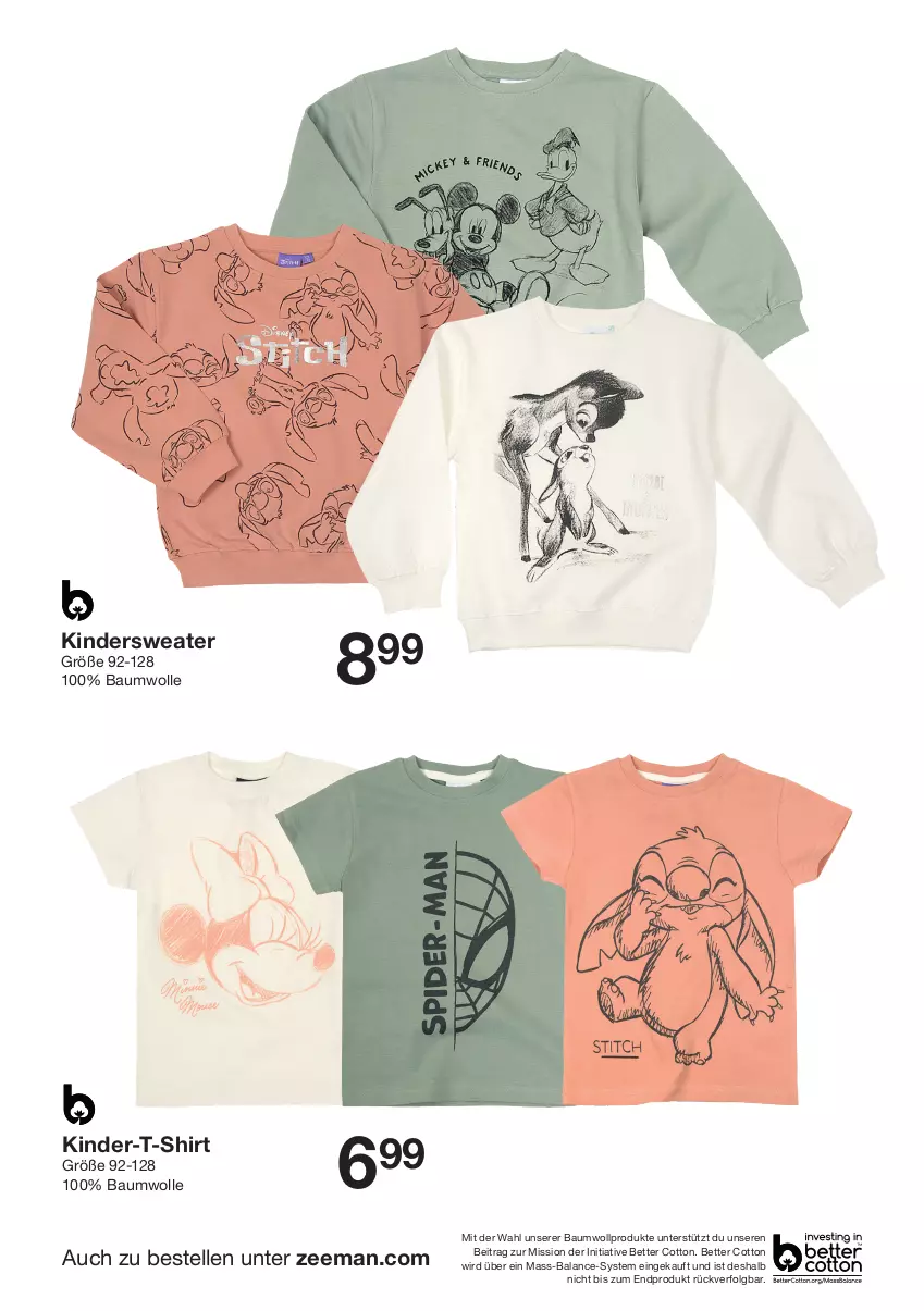 Aktueller Prospekt Zeeman - Prospekte - von 13.07 bis 19.07.2024 - strona 4 - produkty: Bau, baumwolle, bett, elle, Kinder, Kinder-T-Shirt, LG, shirt, Sweater, T-Shirt, Ti, wolle