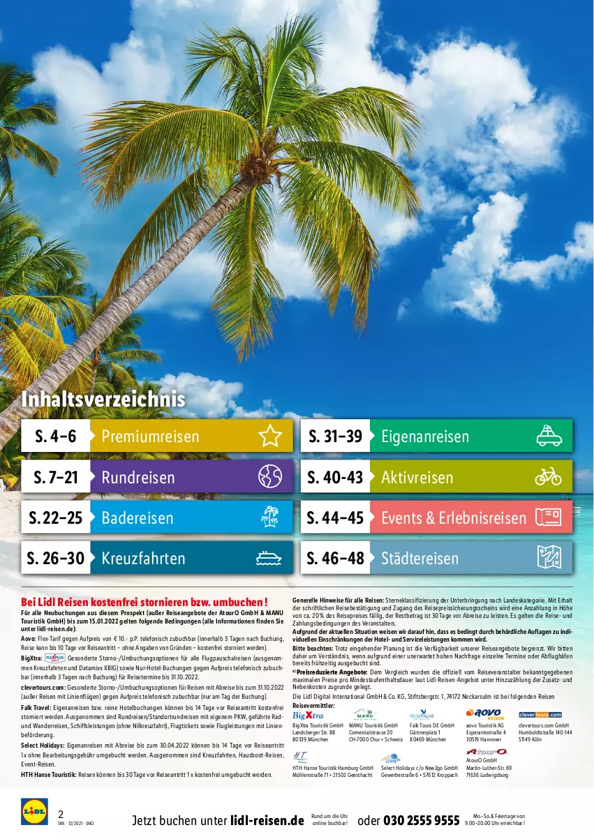 Aktueller Prospekt Lidl - Reise-Themenflyer - von 15.12.2021 bis 31.01.2022 - strona 2 - produkty: angebot, angebote, auer, Bad, Berger, Brei, buch, eier, eis, elle, erde, kreuzfahrten, LG, merci, reis, reiseveranstalter, reiss, rel, ring, Schal, telefon, Ti, uhr, usb