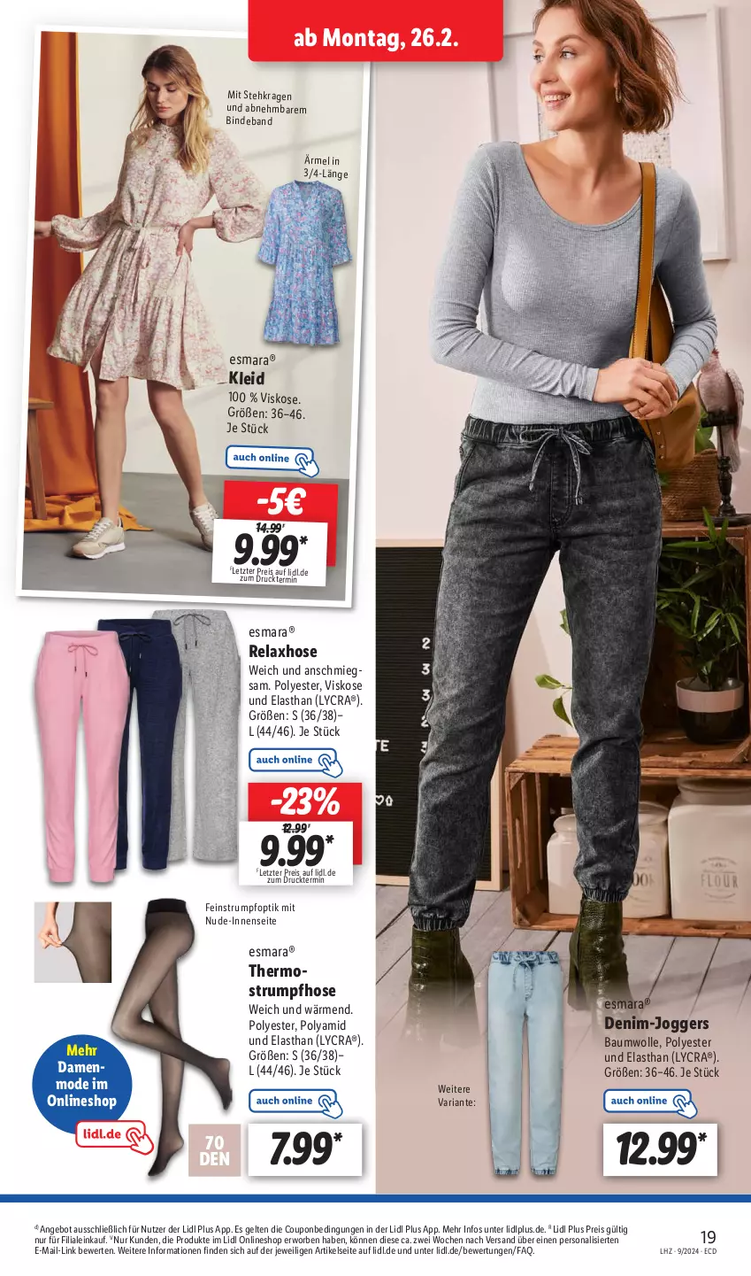 Aktueller Prospekt Lidl - Aktionsprospekt - von 26.02 bis 02.03.2024 - strona 23 - produkty: angebot, Bau, baumwolle, coupon, eis, esmara, hose, kleid, Mode, Persona, reis, rel, Ria, rum, Strumpfhose, Ti, wolle, ZTE