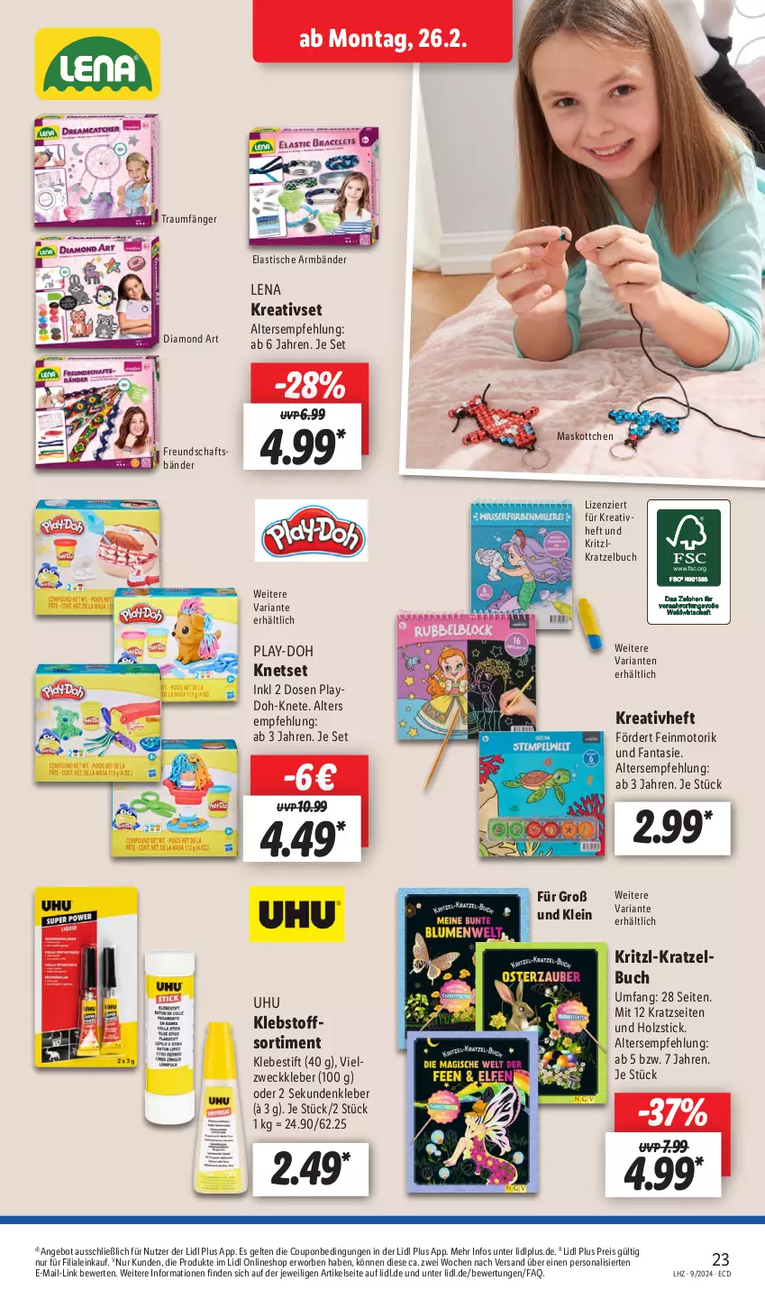 Aktueller Prospekt Lidl - Aktionsprospekt - von 26.02 bis 02.03.2024 - strona 27 - produkty: angebot, asti, buch, coupon, eis, fanta, Holz, kleber, Knetset, Kreativset, Persona, Play-Doh, reis, Ria, Ti, tisch, uhu, weck