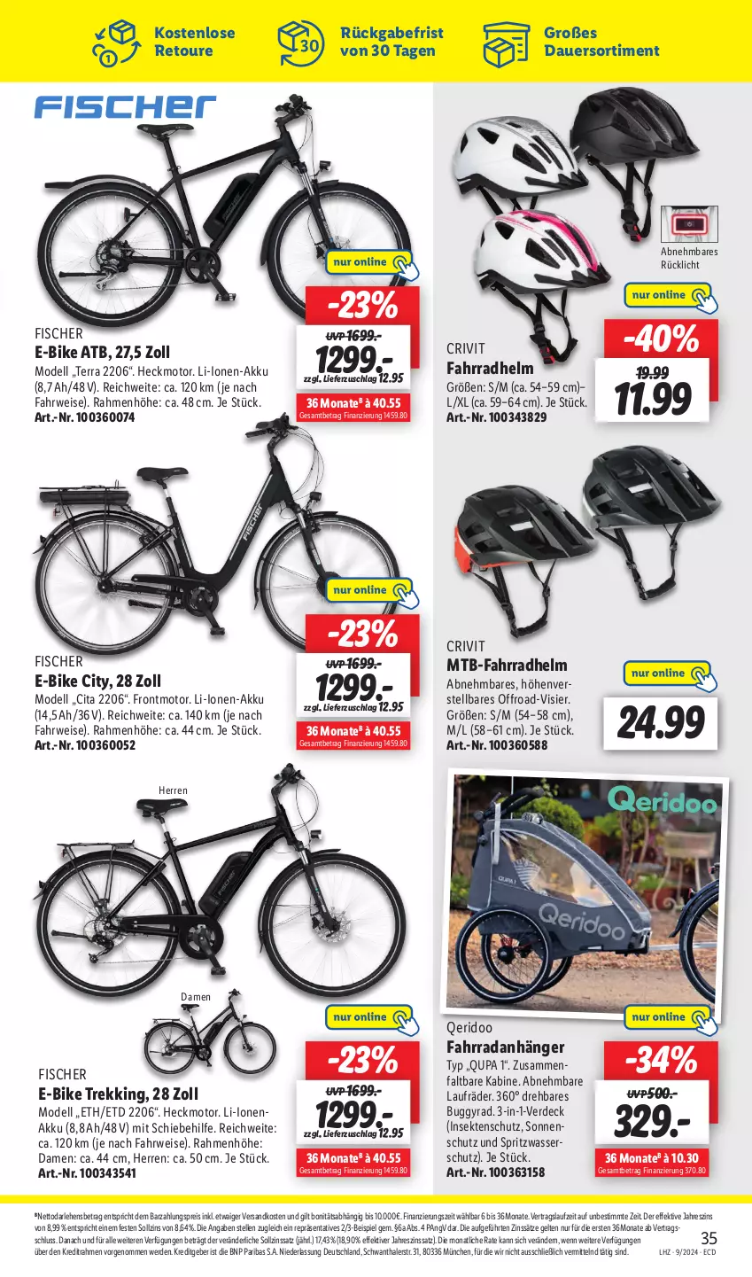 Aktueller Prospekt Lidl - Aktionsprospekt - von 26.02 bis 02.03.2024 - strona 59 - produkty: akku, Anhänger, auer, Buggy, crivit, dell, E-Bike, eis, elle, erde, Fahrrad, fahrradhelm, fisch, fische, Fischer, gefu, insektenschutz, laufräder, Mode, ndk, reis, rwe, sekt, Ti, wasser