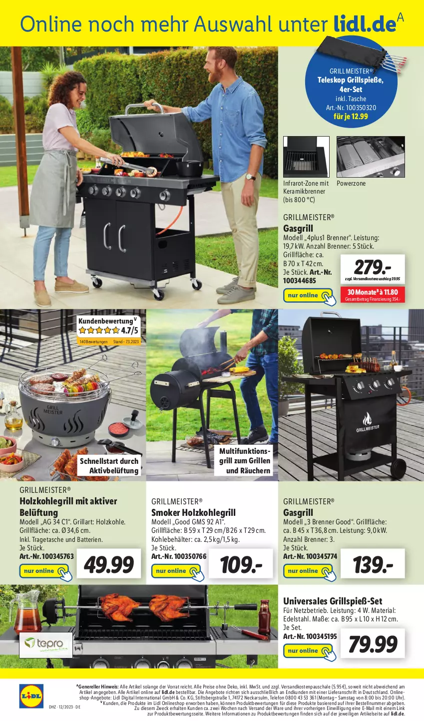 Aktueller Prospekt Lidl - Wochen-Highlights im Onlineshop - von 20.03 bis 26.03.2023 - strona 4 - produkty: angebot, angebote, batterie, batterien, Behälter, dell, edelstahl, eis, elle, gasgrill, grill, grillfläche, Grillspieße, Holz, holzkohle, holzkohlegrill, Kohlegrill, Meister, Mode, ndk, reis, rel, Ria, Schal, Schale, Tasche, telefon, Teleskop, Ti, tragetasche, uhr, weck