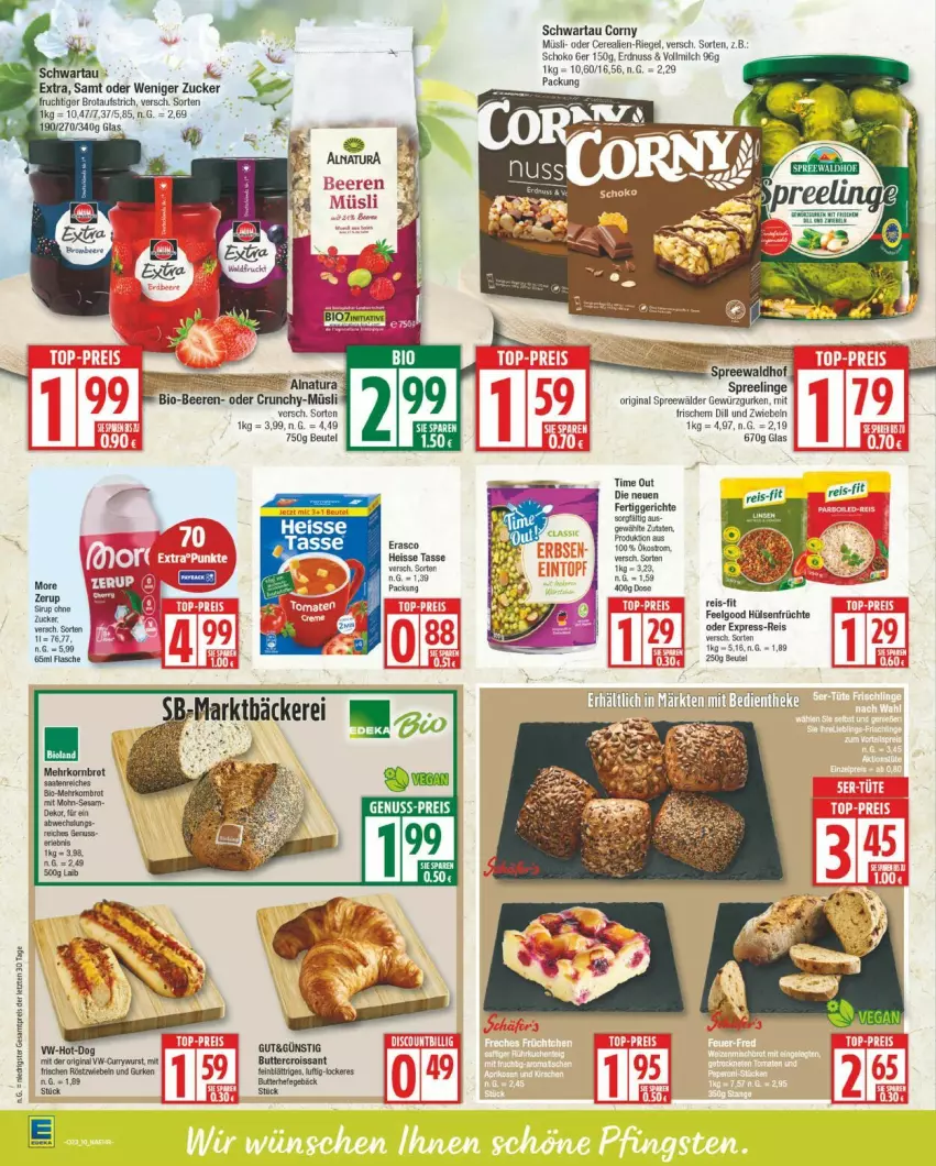 Aktueller Prospekt Edeka - Prospekte - von 02.06 bis 07.06.2025 - strona 10 - produkty: aufstrich, beutel, brot, brotaufstrich, cerealien, corny, eis, erasco, erdnuss, express-reis, fertiggericht, fertiggerichte, frucht, früchte, gewürz, Gewürzgurke, gewürzgurken, gin, gurke, gurken, hülsenfrüchte, milch, müsli, nuss, reis, reis-fit, riegel, schoko, Schwartau, senf, spreewälder, spreewaldhof, tasse, Ti, vollmilch, ZTE, zucker, zwiebel, zwiebeln