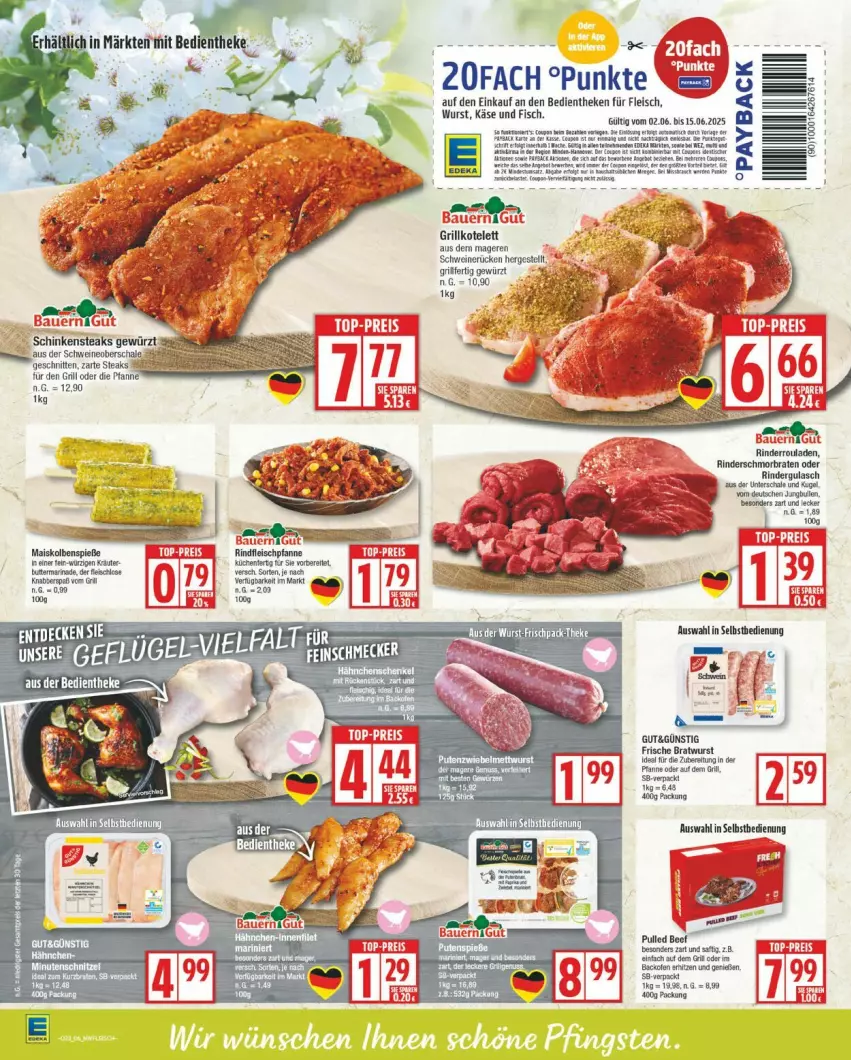 Aktueller Prospekt Edeka - Prospekte - von 02.06 bis 07.06.2025 - strona 6 - produkty: braten, Brei, eis, fleisch, grill, grillkotelett, gulasch, Käse, kotelett, kräuter, Kugel, oder rindergulasch, rind, rinder, rindergulasch, Rinderroulade, rinderrouladen, rouladen, Schal, Schale, schmorbraten, schwein, schweine, schweinerücken, Ti, wein, weine