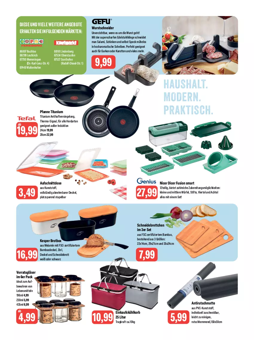 Aktueller Prospekt Feneberg - Prospekte - von 20.07 bis 22.07.2023 - strona 11 - produkty: angebot, angebote, aufschnitt, bambus, Brettchen, brot, buch, chloe, decke, Deckel, Diesel, edelstahl, emmi, Gläser, gurke, gurken, herdarten, karotten, kesper, korb, kraft, lebensmittel, leine, LG, Mode, Ofen, pfanne, salami, schinken, schneidebrett, Signal, Speck, stifte, Ti, tisch, würfel, wurst