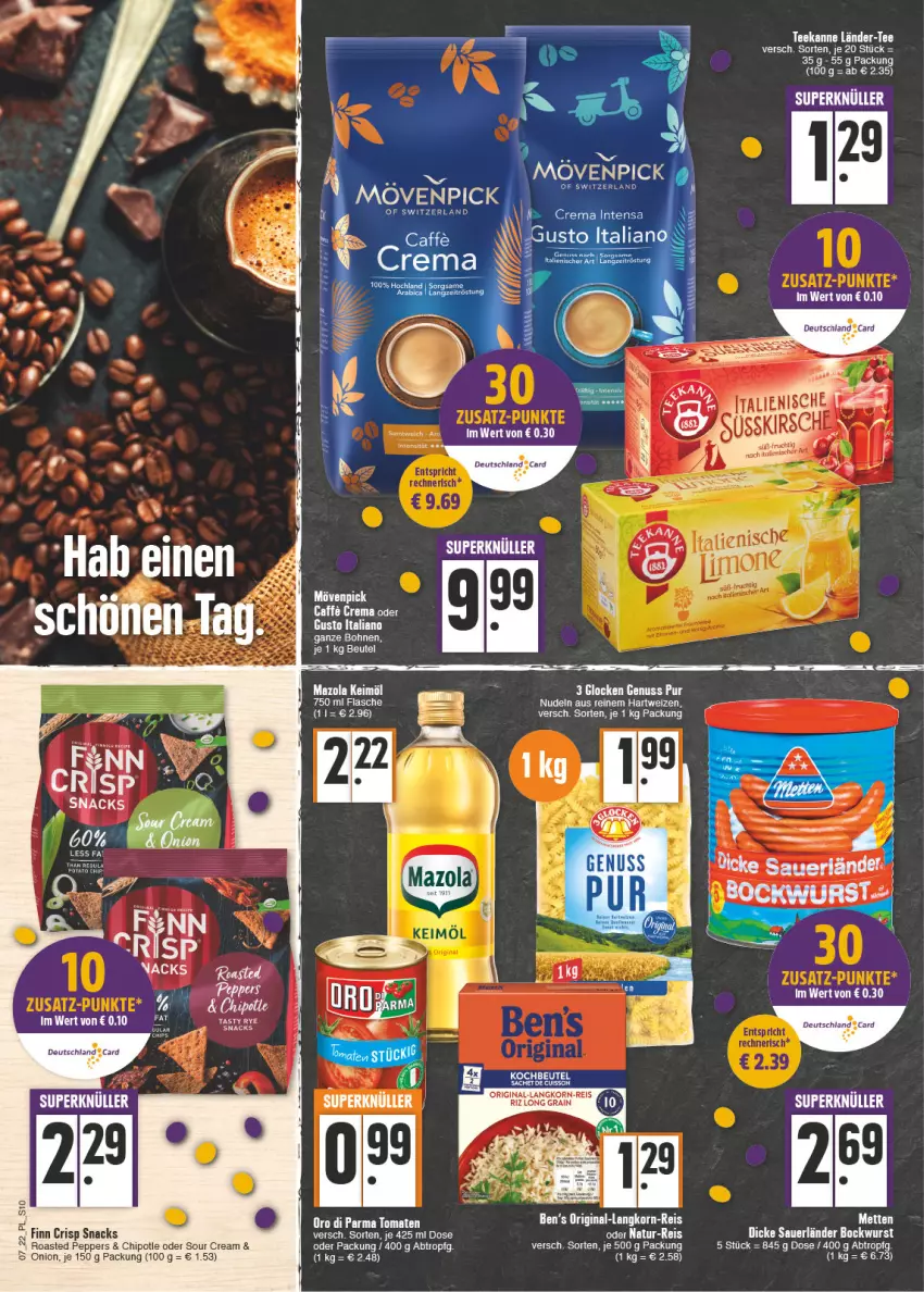 Aktueller Prospekt E Center - Angebote der Woche - von 14.02 bis 19.02.2022 - strona 10 - produkty: auer, Ben’s Original, bockwurst, bohne, bohnen, deutschland card, Dicke Sauerländer Bockwurst, eier, eis, gin, keimöl, korn, mazola, Mett, metten, natur, natur-reis, nuss, reis, snack, snacks, sour cream, tee, teekanne, wurst