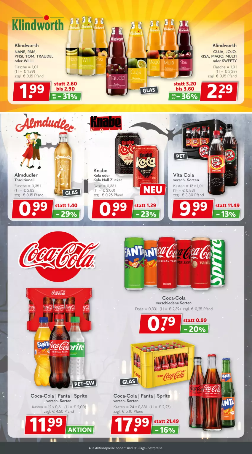 Aktueller Prospekt Getraenkeland - von 26.10 bis 07.11.2025 - strona 4 - produkty: aktionspreis, almdudler, bestpreis, bestpreise, coca-cola, cola, eis, fanta, flasche, reis, sprite, Ti, vita, Vita C, zucker
