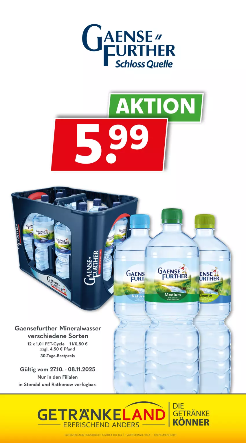 Aktueller Prospekt Getraenkeland - von 26.10 bis 07.11.2025 - strona 9 - produkty: Alwa, bestpreis, eis, Elan, elle, getränk, getränke, mineralwasser, reis, Ti, wasser
