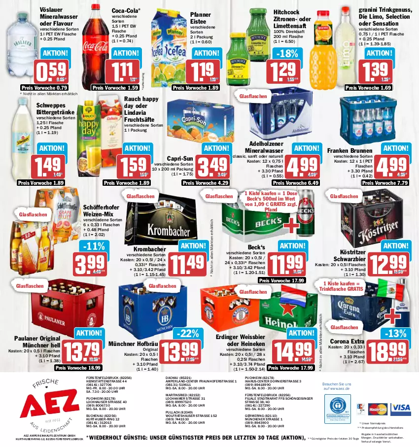 Aktueller Prospekt Aez - Prospekte - von 24.07 bis 29.07.2023 - strona 16 - produkty: adelholzener, AEZ, Alwa, auer, bier, brunnen, buch, Cap, capri-sun, coca-cola, cola, corona, corona extra, direktsaft, drucker, eis, eistee, elle, Engel, ente, erdinger, flasche, franken brunnen, frucht, fruchtsäfte, Germ, getränk, getränke, gin, glasflasche, granini, Happy Day, heineken, Holz, kerze, köstritzer, krombache, krombacher, limette, limetten, limo, Mett, metten, mineralwasser, natur, nuss, Paula, paulaner, perla, pfanne, Pfanner, Rauch, reis, rel, ring, rum, saft, säfte, schöfferhofer, schweppes, tee, teller, Ti, trinkflasche, uhr, vöslauer, wasser, weissbier, zitrone, zitronen, ZTE