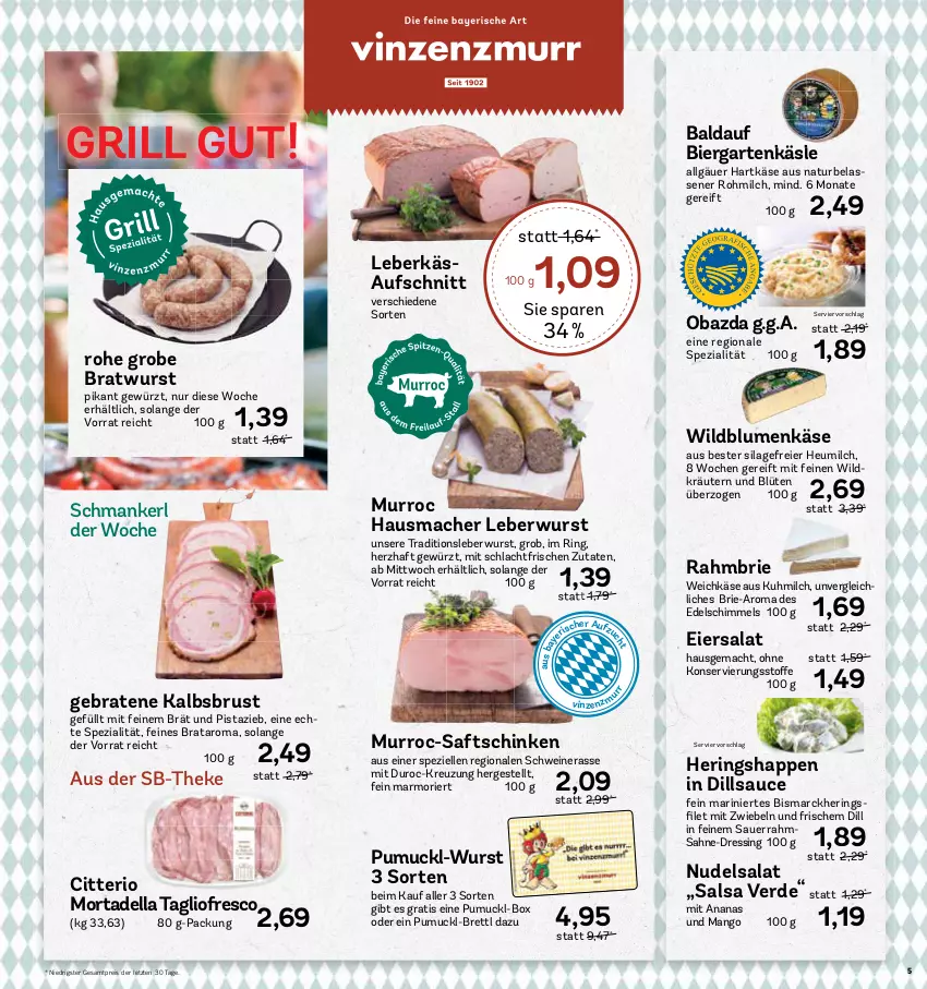 Aktueller Prospekt Aez - Prospekte - von 24.07 bis 29.07.2023 - strona 5 - produkty: ananas, auer, aufschnitt, bier, bismarck, blume, blumen, Blüte, braten, bratwurst, brie, dell, dressing, eier, eiersalat, eis, elle, erde, Garten, gewürz, grill, grobe bratwurst, hartkäse, Hausmacher, hering, Herings, Heringshappen, Heu, heumilch, ilag, Käse, kräuter, kräutern, leberkäs, leberwurst, LG, mac, mango, milch, mit zwiebeln, mortadella, natur, nudel, nudelsalat, obazda, reis, ring, saft, saftschinken, sahne, salat, Salsa, sauce, Sauerrahm, schinken, schwein, schweine, Spezi, Ti, weichkäse, wein, weine, Wild, Wildblumenkäse, wurst, ZTE, zwiebel, zwiebeln