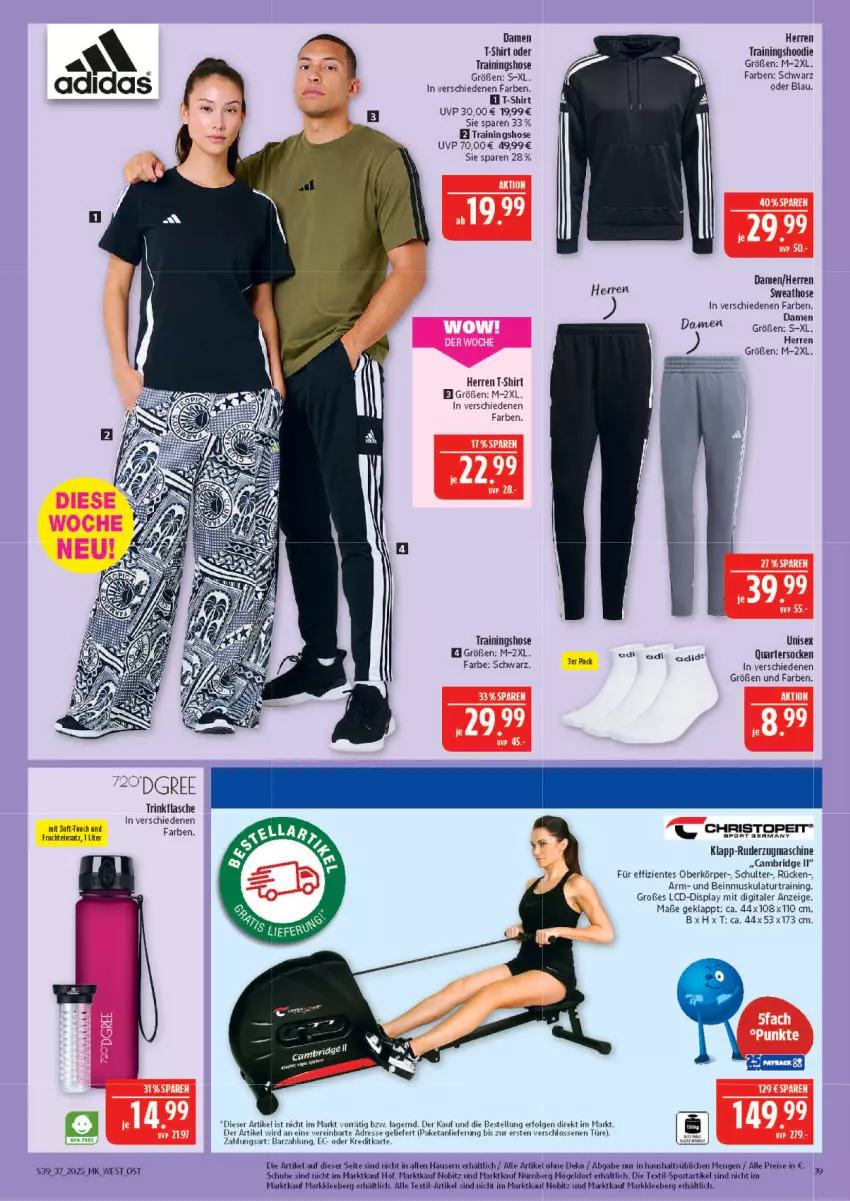 Aktueller Prospekt Marktkauf - Prospekt - von 07.09 bis 13.09.2025 - strona 39 - produkty: eis, ente, flasche, hose, LG, reis, schuhe, shirt, socken, Sport, Sweathose, T-Shirt, Ti, Trainingshose, trinkflasche