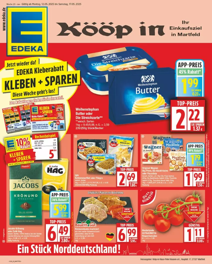 Aktueller Prospekt Edeka - Prospekte - von 12.05 bis 17.05.2025 - strona 1 - produkty: butter, deka, eis, kleber, reis, Ti