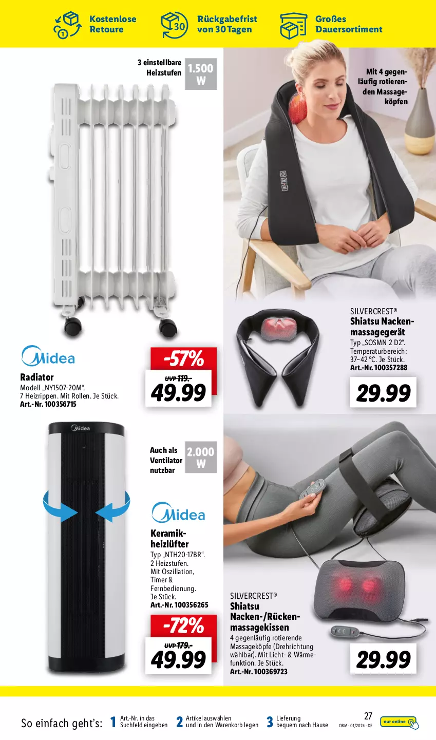 Aktueller Prospekt Lidl - Aktuelle Onlineshop-Highlights - von 01.01 bis 31.01.2024 - strona 29 - produkty: auer, dell, fernbedienung, kissen, korb, Massagegerät, Mode, Rippen, silvercrest, Ti, Tiere, timer, ventilator