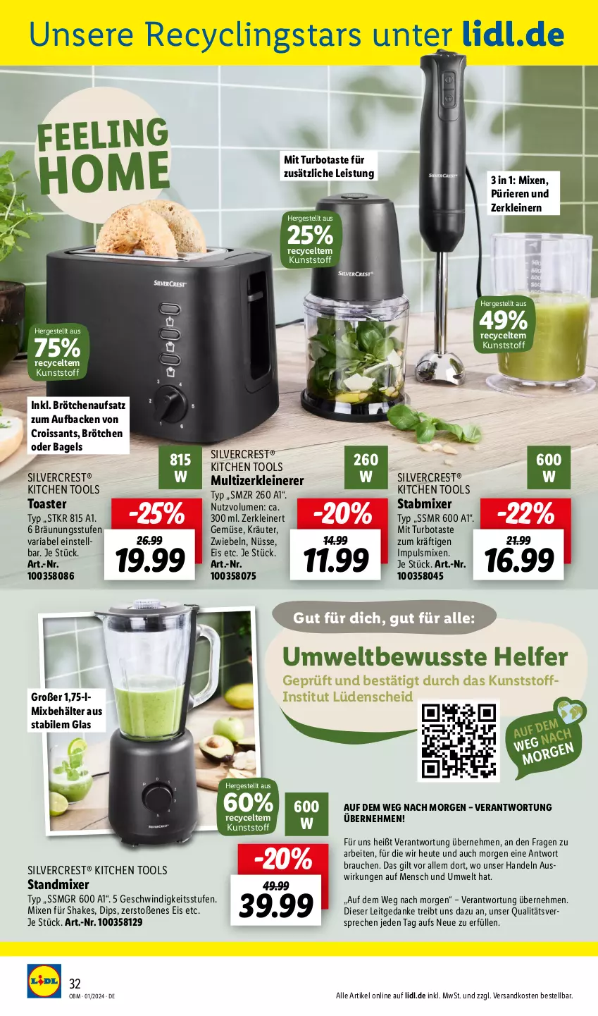 Aktueller Prospekt Lidl - Aktuelle Onlineshop-Highlights - von 01.01 bis 31.01.2024 - strona 34 - produkty: Bagel, Behälter, brötchen, brötchenaufsatz, Clin, Croissant, croissants, dip, eis, Heu, kräuter, leine, Mixer, ndk, Rauch, Ria, shake, silvercrest, stabmixer, standmixer, Ti, toast, toaster, Zerkleinerer, zwiebel, zwiebeln