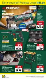 Gazetka promocyjna Lidl - Aktuelle Onlineshop-Highlights - Gazetka - ważna od 31.01 do 31.01.2024 - strona 14 - produkty: akku, Akku-Bohrhammer, Bohrhammer, hocker, Holz, ladegerät, LED-Leuchte, Leuchte, LG, ndk, Parkside, Ti, tisch, Yo