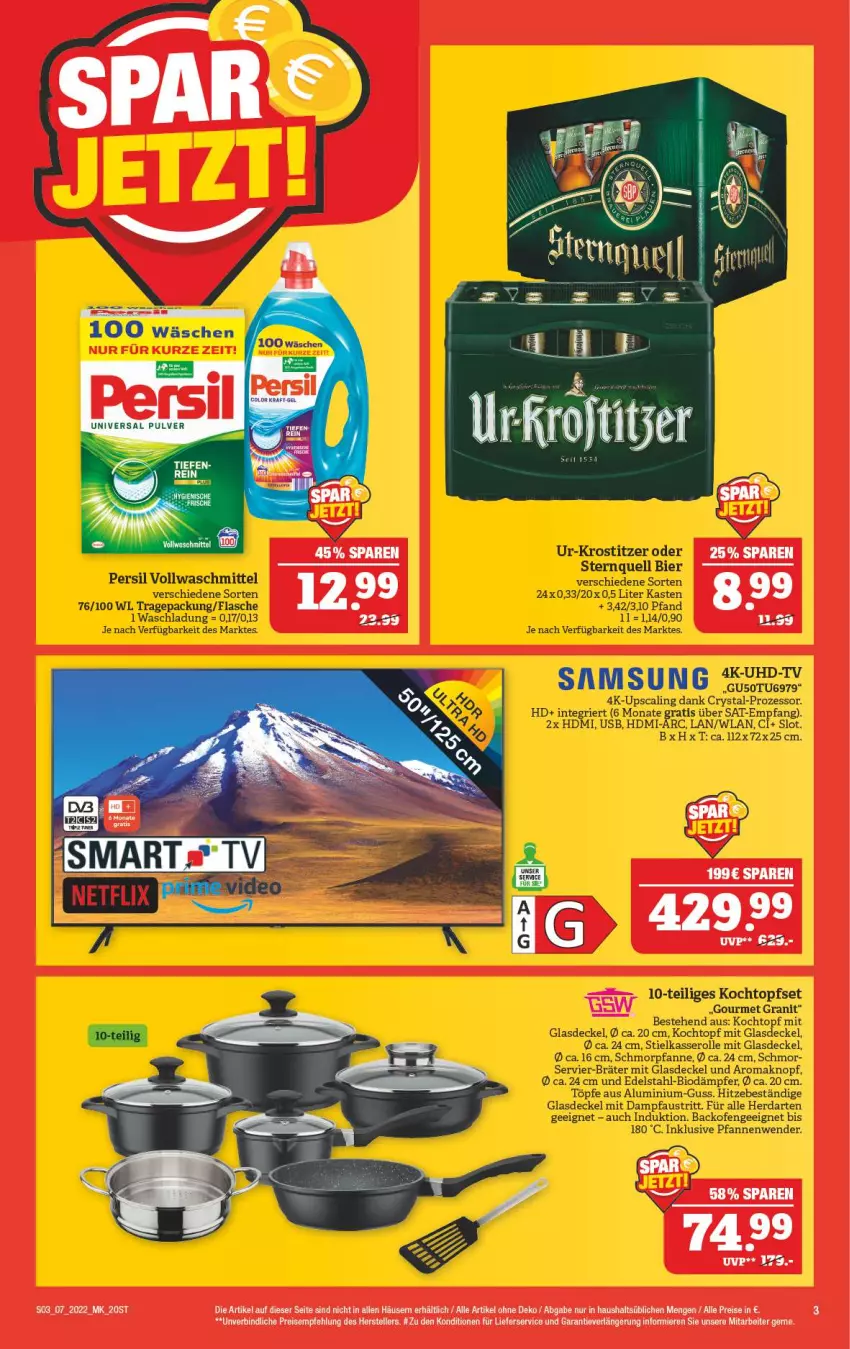 Aktueller Prospekt Marktkauf - Prospekt - von 13.02 bis 19.02.2022 - strona 3 - produkty: aust, backofen, bier, bio, decke, Deckel, edelstahl, eis, elle, flasche, Glasdeckel, HDMI, herdarten, Kochtopf, lieferservice, Ofen, persil, pfanne, pfannen, Pfannenwender, Pfau, reis, Samsung, schmorpfanne, stielkasserolle, teller, Ti, topf, Topfset, usb, vollwaschmittel, waschmittel