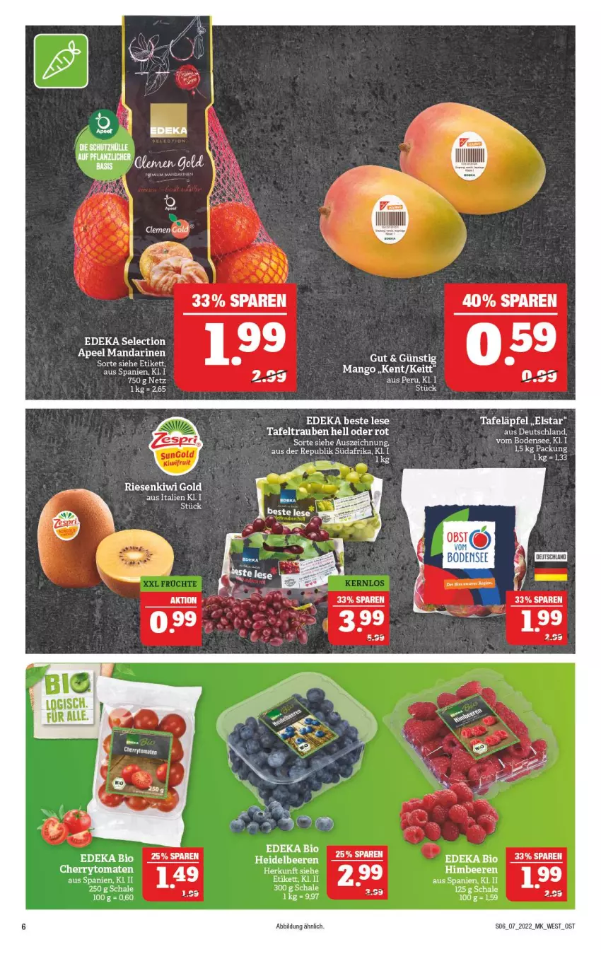 Aktueller Prospekt Marktkauf - Prospekt - von 13.02 bis 19.02.2022 - strona 6 - produkty: bio, deka, kiwi, Kiwi Gold, mandarine, mandarinen, mango, Schal, Schale, tafeläpfel, tafeltrauben, Ti, trauben