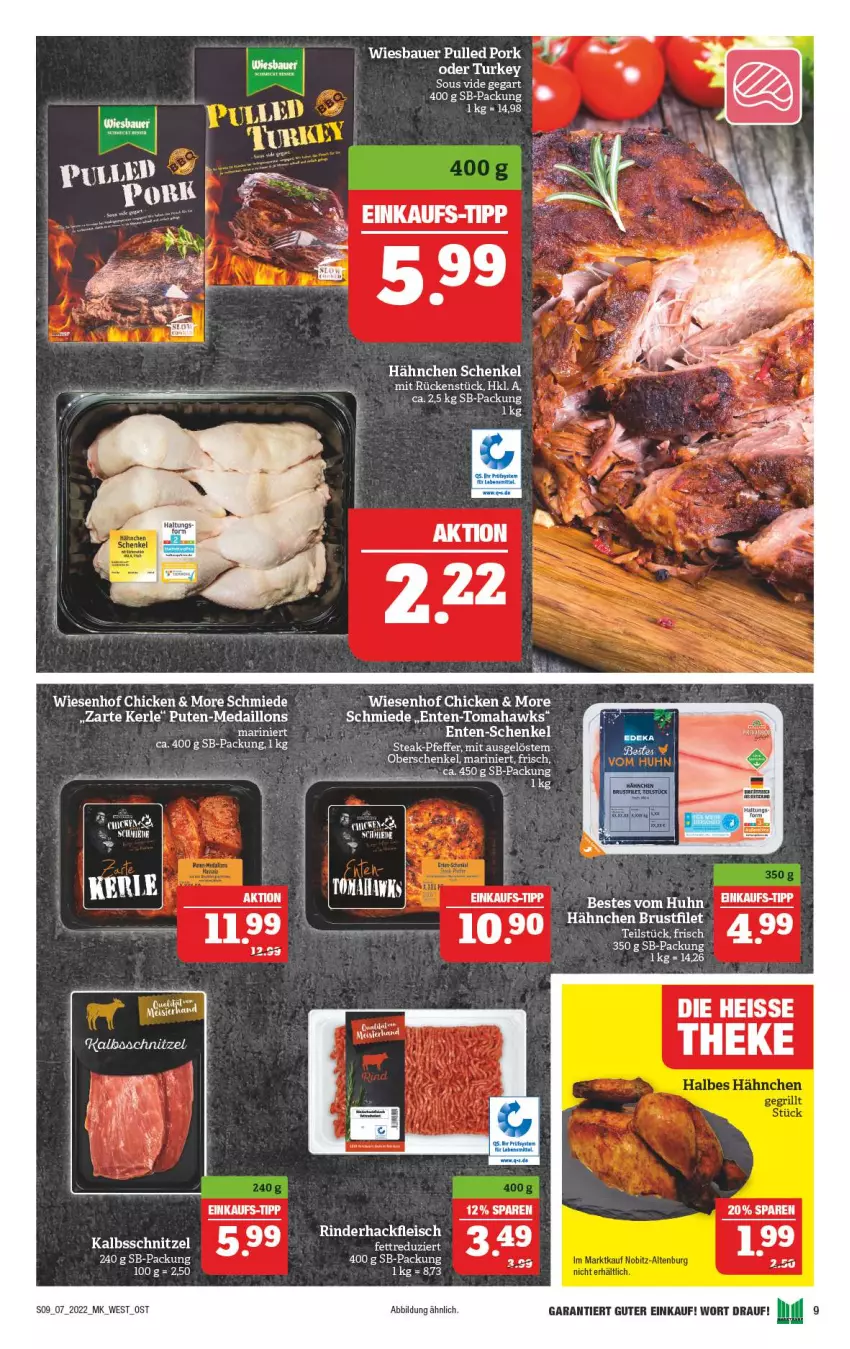 Aktueller Prospekt Marktkauf - Prospekt - von 13.02 bis 19.02.2022 - strona 9 - produkty: auer, Bau, Bauer, brustfilet, eis, elle, ente, filet, fleisch, hackfleisch, henkel, kalbsschnitzel, medaillons, pfeffer, pute, rel, rind, rinder, rinderhackfleisch, schenkel, schnitzel, steak, Ti, wiesbauer, wiesenhof