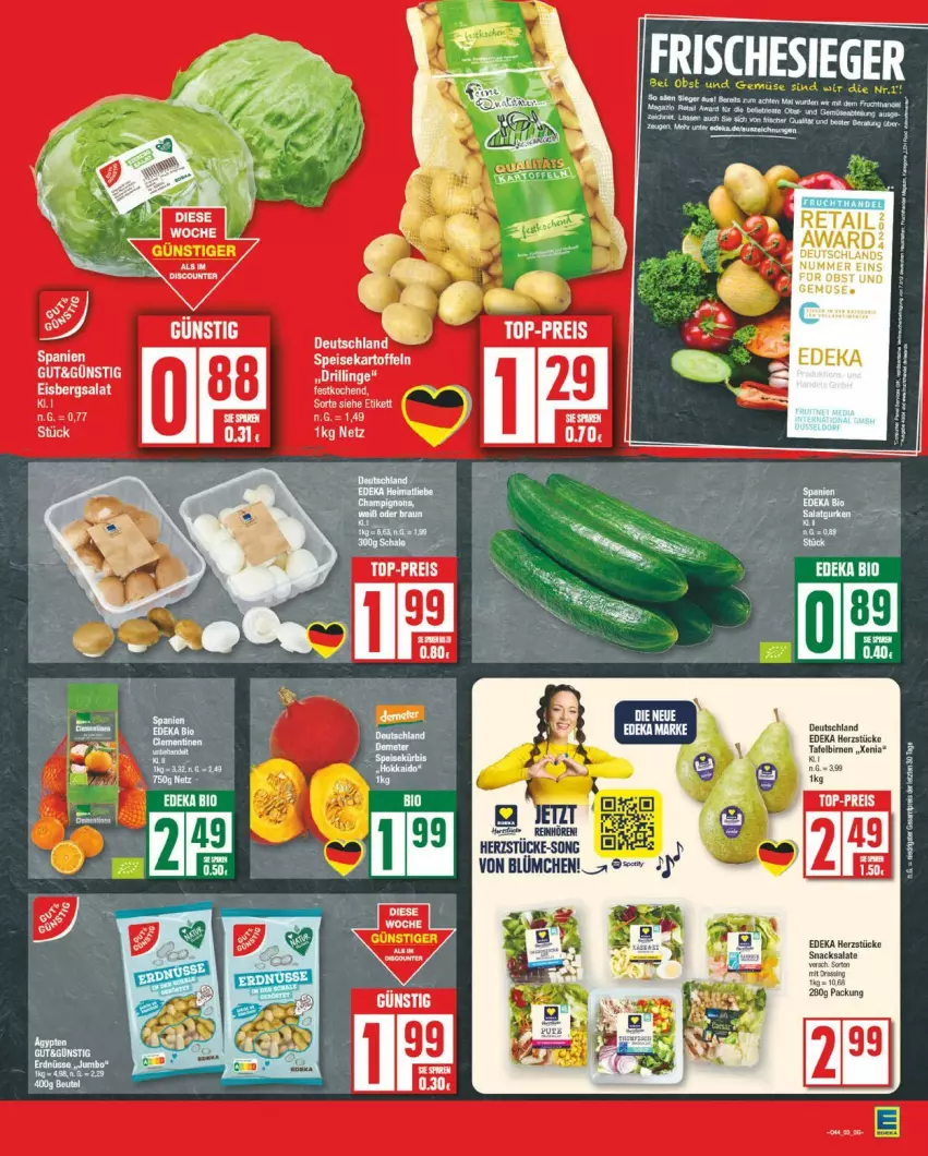 Aktueller Prospekt Edeka - Prospekte - von 28.10 bis 02.11.2024 - strona 3 - produkty: ACC, deka, eis, eisbergsalat, salat, salate, snack, snacks, Ti