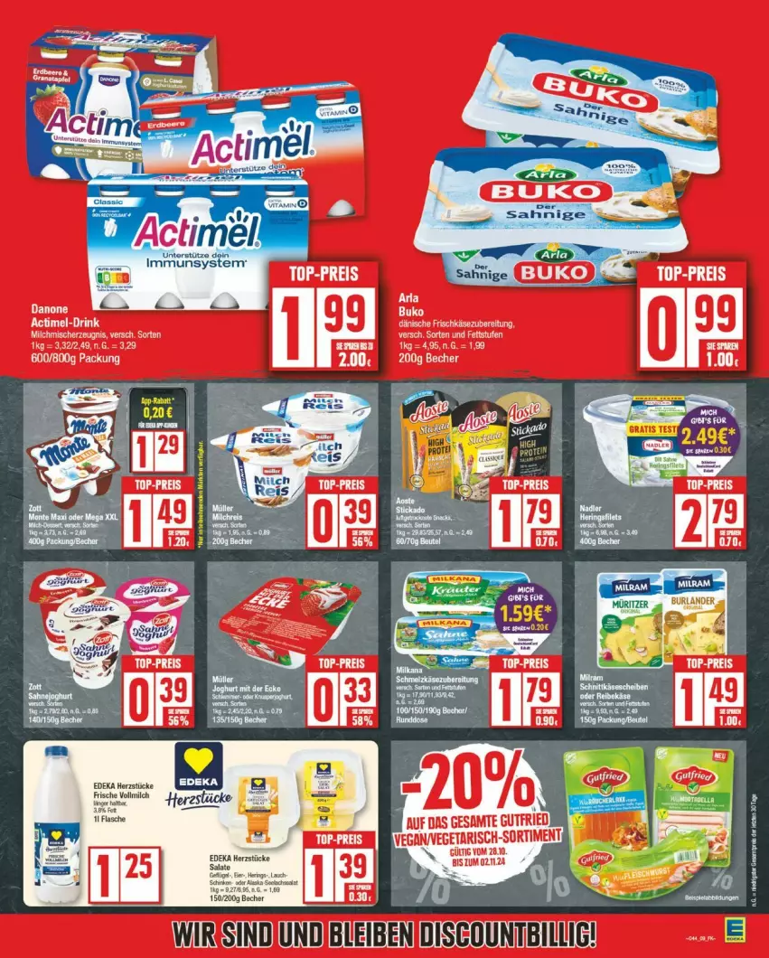 Aktueller Prospekt Edeka - Prospekte - von 28.10 bis 02.11.2024 - strona 9 - produkty: actimel, Buko, danone, deka, discount, drink, eis, frischkäse, frischkäsezubereitung, Heu, Käse, milch, reis, salat, salate, Ti, top-preis, Wanne