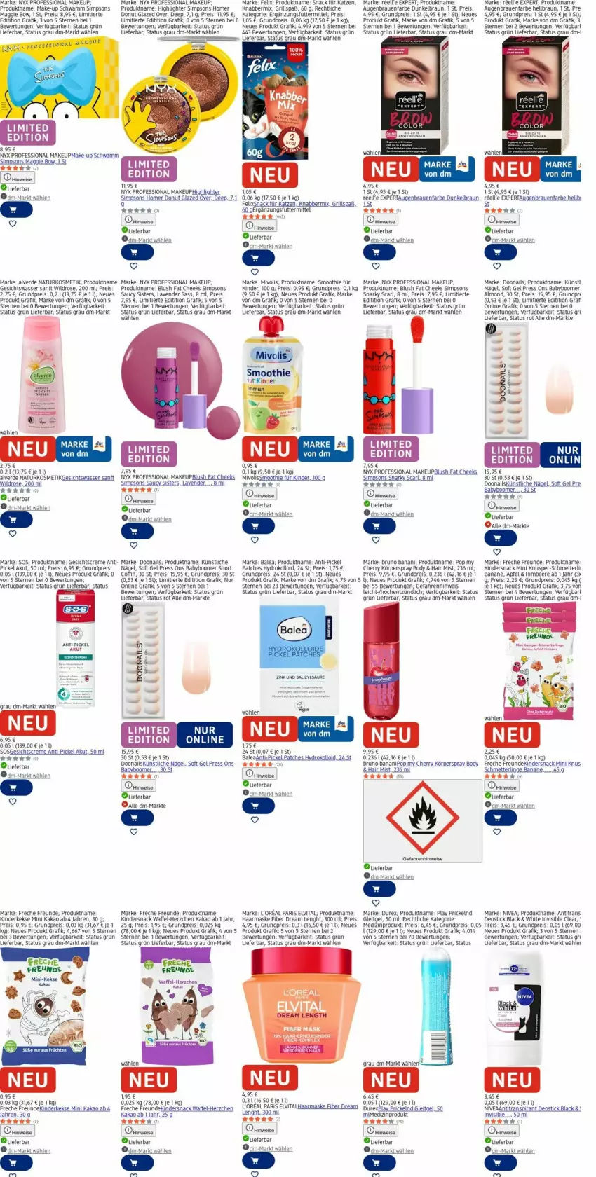 Aktueller Prospekt Dm Drogerie - Prospekte - von 13.04 bis 22.04.2026 - strona 22 - produkty: Alverde, Antitranspirant, apfel, banane, beere, bett, body, braun, bruno banani, creme, deo, Deostick, Donut, Durex, eis, elle, elvital, erde, felix, freche freunde, Gesichtscreme, Gesichtswasser, grill, himbeer, himbeere, kakao, keks, kekse, Kinder, Körperspray, kosmetik, l'oreal, lack, LG, maggi, Make-up, Maske, medizinprodukt, Mett, natur, naturkosmetik, nivea, reis, rum, rwe, schwamm, sim, smoothie, snack, Ti, uhu, vita, wasser, Wild, Yo