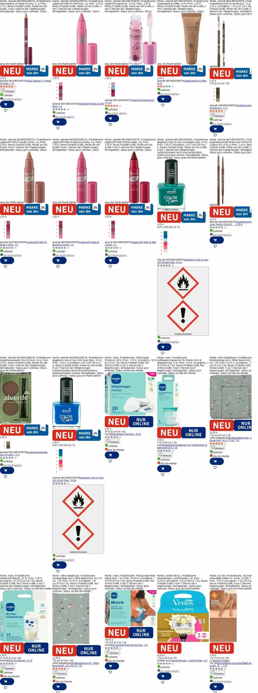 Aktueller Prospekt Dm Drogerie - Prospekte - von 13.04 bis 22.04.2026 - strona 30 - produkty: Alverde, Amber, auer, Babynahrung, Bau, Bauer, Becher, beutel, braun, Cap, cappuccino, cin, creme, eis, erde, Eyeliner, gillette, gillette venus, gin, hose, HP, kosmetik, lack, Lippenstift, mam, milch, Nagellack, natur, naturkosmetik, Peeling, Rasierklinge, rasierklingen, reis, rum, Strumpfhose, Ti, venus, Wels, WICK