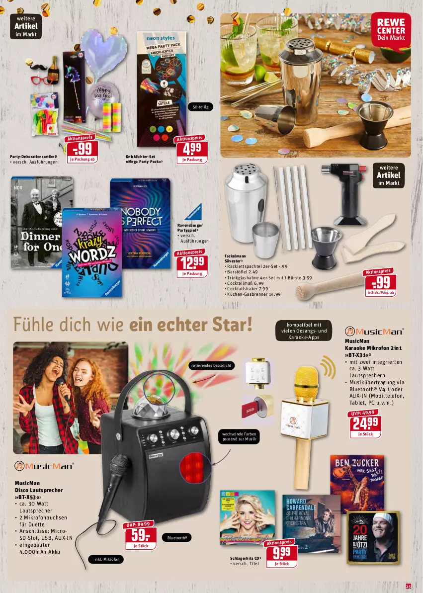 Aktueller Prospekt Rewe - Prospekte - von 20.12 bis 26.12.2021 - strona 25 - produkty: akku, aktionspreis, Bau, buch, burger, bürste, cocktail, cocktails, Cocktailshaker, dekoration, eis, fackelmann, Knicklicht, küche, Küchen, lautsprecher, microsd, ravensburger, reis, shake, spachtel, tablet, telefon, Ti, Tiere, trinkglas, usb