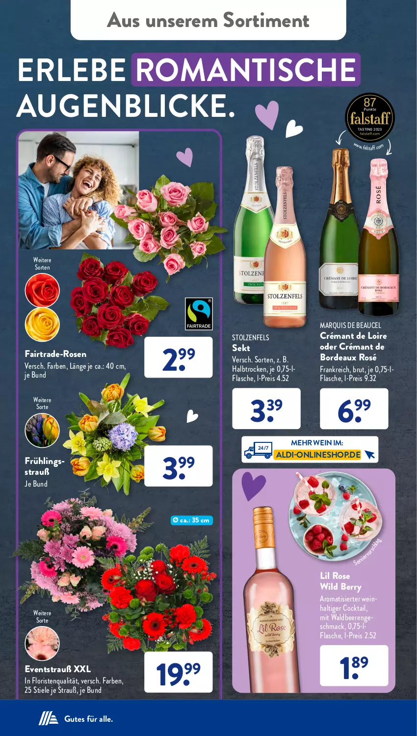 Aktueller Prospekt AldiSud - IN ZWEI WOCHEN - von 12.02 bis 17.02.2024 - strona 26 - produkty: aldi, asti, beere, beeren, brut, cocktail, crémant de loire, eis, flasche, mac, reis, rosen, sekt, Ti, tisch, wein, Wild, wild berry