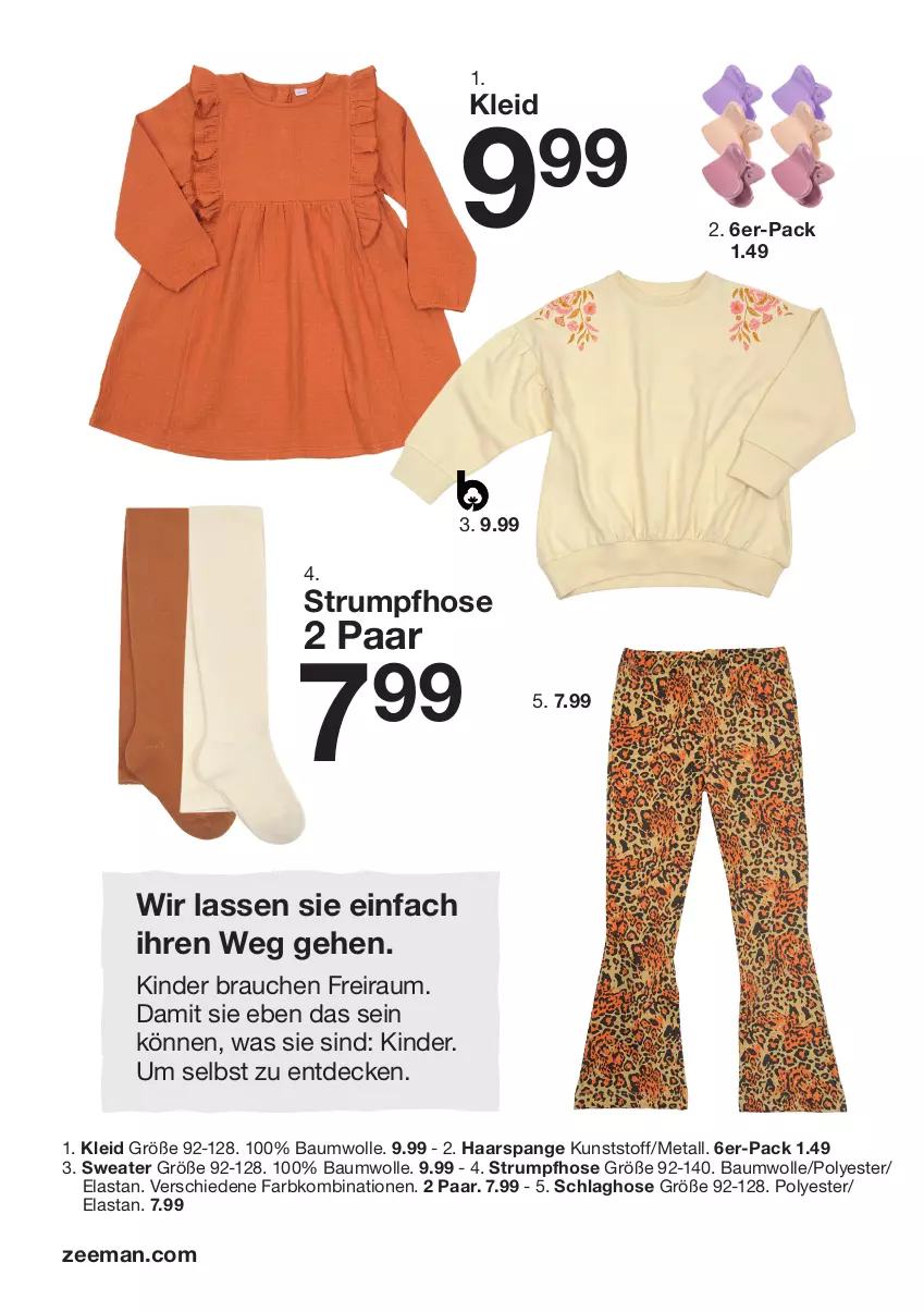 Aktueller Prospekt Zeeman - Prospekte - von 24.08 bis 30.08.2024 - strona 4 - produkty: Bau, baumwolle, decke, hose, Kinder, kleid, Rauch, rum, Strumpfhose, Sweater, Ti, wolle