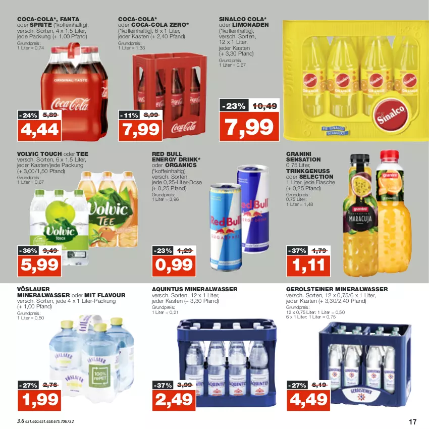 Aktueller Prospekt Real - von 10.10 bis 15.10.2022 - strona 17 - produkty: Alwa, auer, coca-cola, cola, drink, eis, energy drink, fanta, fanta oder, fanta oder sprite, flasche, gerolsteine, gerolsteiner, granini, limo, limonade, limonaden, mineralwasser, nuss, oder sprite, red bull, reis, sinalco, sprite, steiner, tee, Ti, volvic, vöslauer, wasser