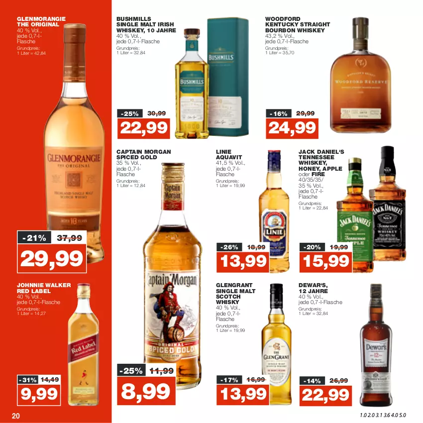 Aktueller Prospekt Real - von 10.10 bis 15.10.2022 - strona 20 - produkty: Apple, aqua, aquavit, bourbon, bourbon whiskey, Cap, captain morgan, Dewar‘s, eis, flasche, gin, irish whiskey, jack daniel, johnnie walker, kentucky straight, reis, scotch, scotch whisky, single malt, tennessee whiskey, tuc, whiskey, whisky