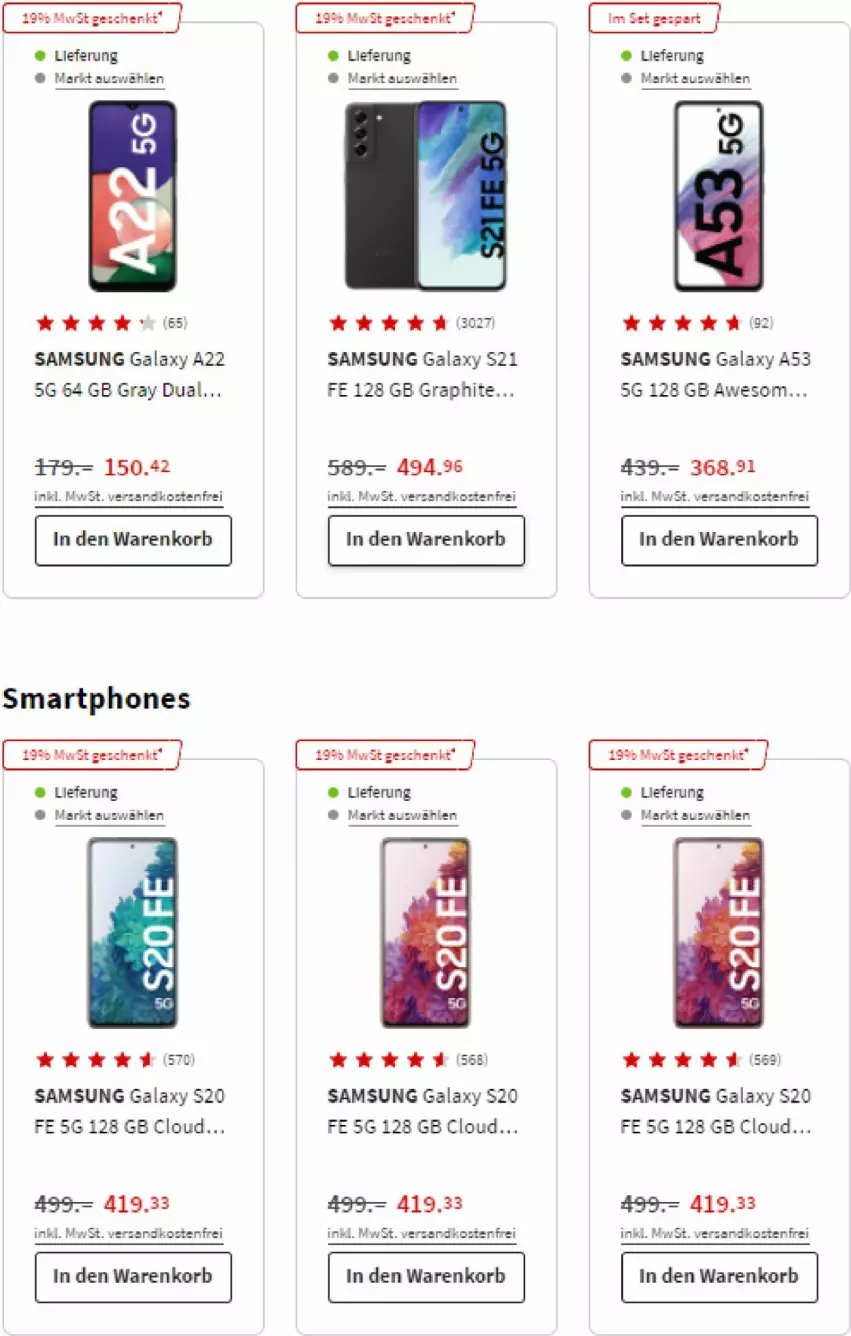 Aktueller Prospekt Media Markt - Prospekte - von 14.04 bis 20.04.2022 - strona 10 - produkty: korb, ndk, Samsung, samsung galaxy, Samsung Galaxy A, smartphone, smartphones, versandkostenfrei