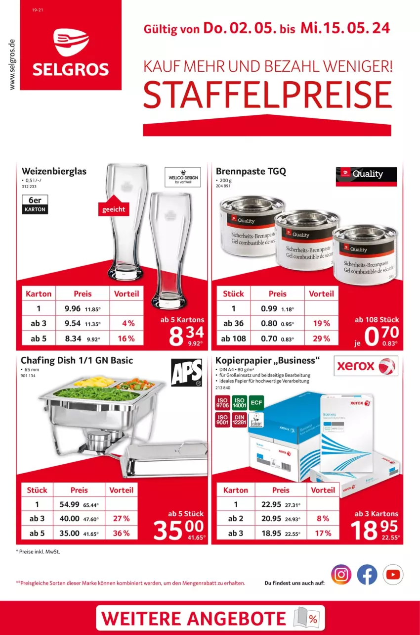 Aktueller Prospekt Selgros - von 02.05 bis 15.05.2024 - strona 1 - produkty: angebot, angebote, bier, Brennpaste, eis, erde, kopierpapier, LG, papier, reis, Ti