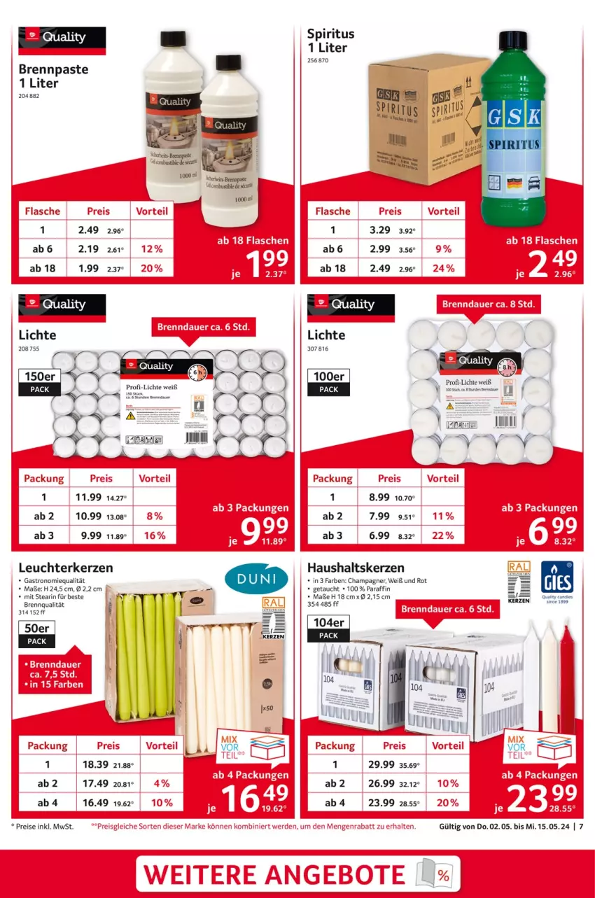 Aktueller Prospekt Selgros - von 02.05 bis 15.05.2024 - strona 7 - produkty: auer, Brennpaste, champagne, champagner, eis, kerze, Leuchte, reis, spiritus, Ti