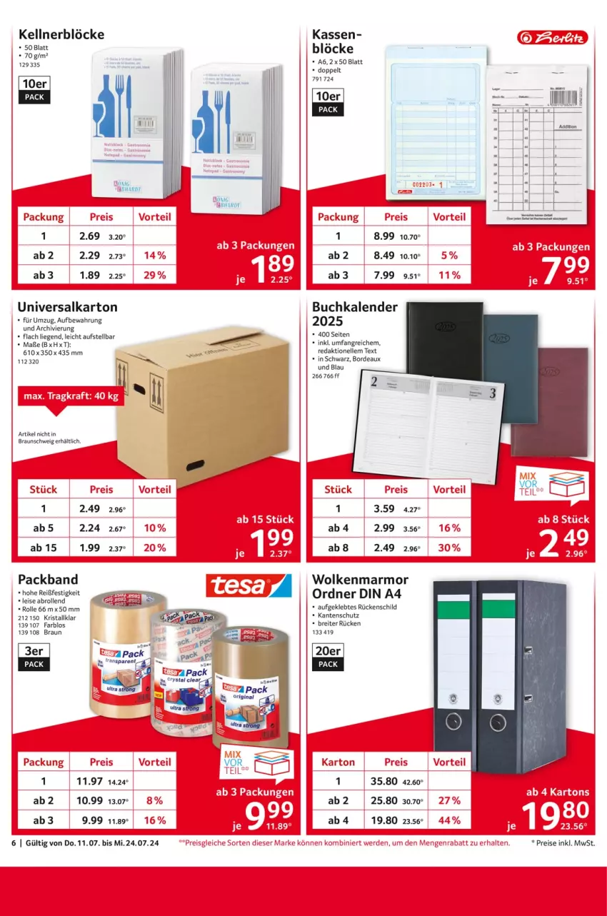 Aktueller Prospekt Selgros - Staffelpreise - von 11.07 bis 24.07.2024 - strona 6 - produkty: braun, Brei, buch, din a4, eis, elle, erde, gin, Liege, ordner, Packband, reis, Ti