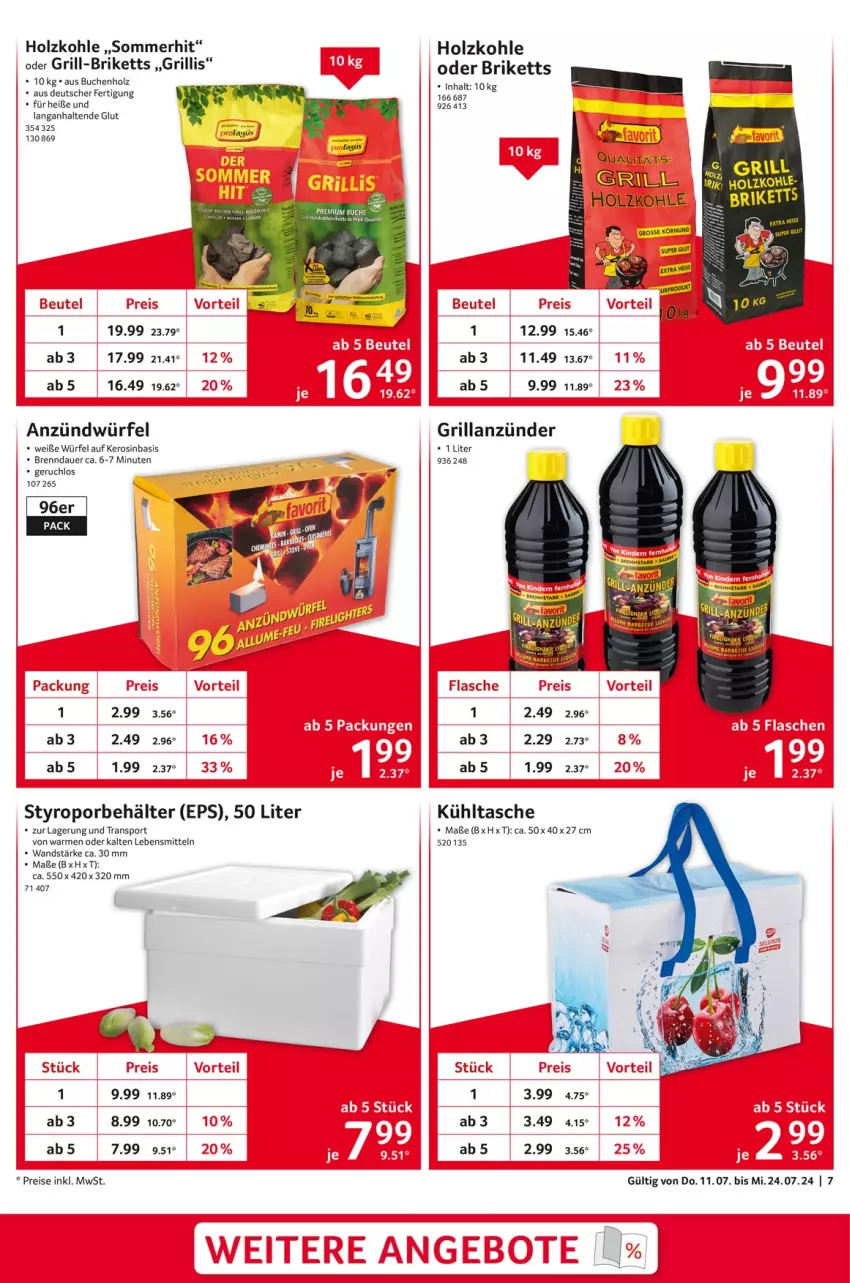 Aktueller Prospekt Selgros - Staffelpreise - von 11.07 bis 24.07.2024 - strona 7 - produkty: anzünder, auer, Behälter, briketts, buch, eis, grill, grillanzünder, Holz, holzkohle, kühltasche, lebensmittel, reis, Sport, Tasche, tee, Ti, würfel