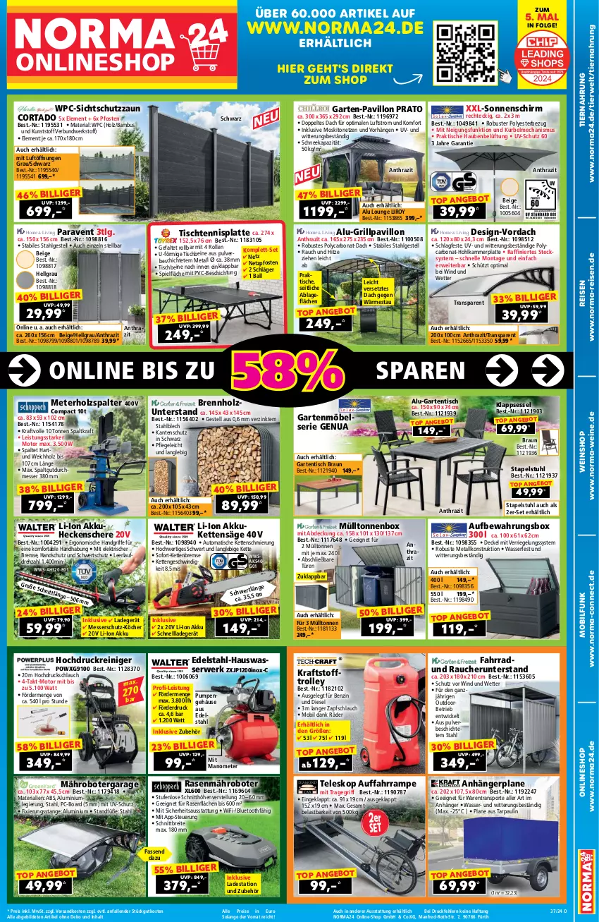 Aktueller Prospekt Norma - Norma - von 30.08 bis 15.09.2024 - strona 1 - produkty: akku, angebot, Anhänger, aufbewahrungsbox, auto, ball, bambus, Bona, braun, Brei, Brennholz, decke, Deckel, dell, Diesel, edelstahl, eis, elle, Fahrrad, Garten, gartenmöbel, gartentisch, grill, Grillpavillon, heckenschere, hochdruckreiniger, Hohlkammerplatte, Holz, Holzspalter, Kette, klappsessel, kraft, ladegerät, latte, LG, mähroboter, messer, möbel, Mode, moskitonetz, ndk, Paravent, pavillon, rasen, Rauch, reiniger, reis, Ria, riegel, rwe, säge, Schere, schlauch, schnellladegerät, senf, sessel, sonnenschirm, Sport, stapelstuhl, stuhl, Teleskop, Ti, tiernahrung, tisch, tragegriff, trolley, uv-schutz, wasser, wein, weine, weinshop, WICK, ZTE