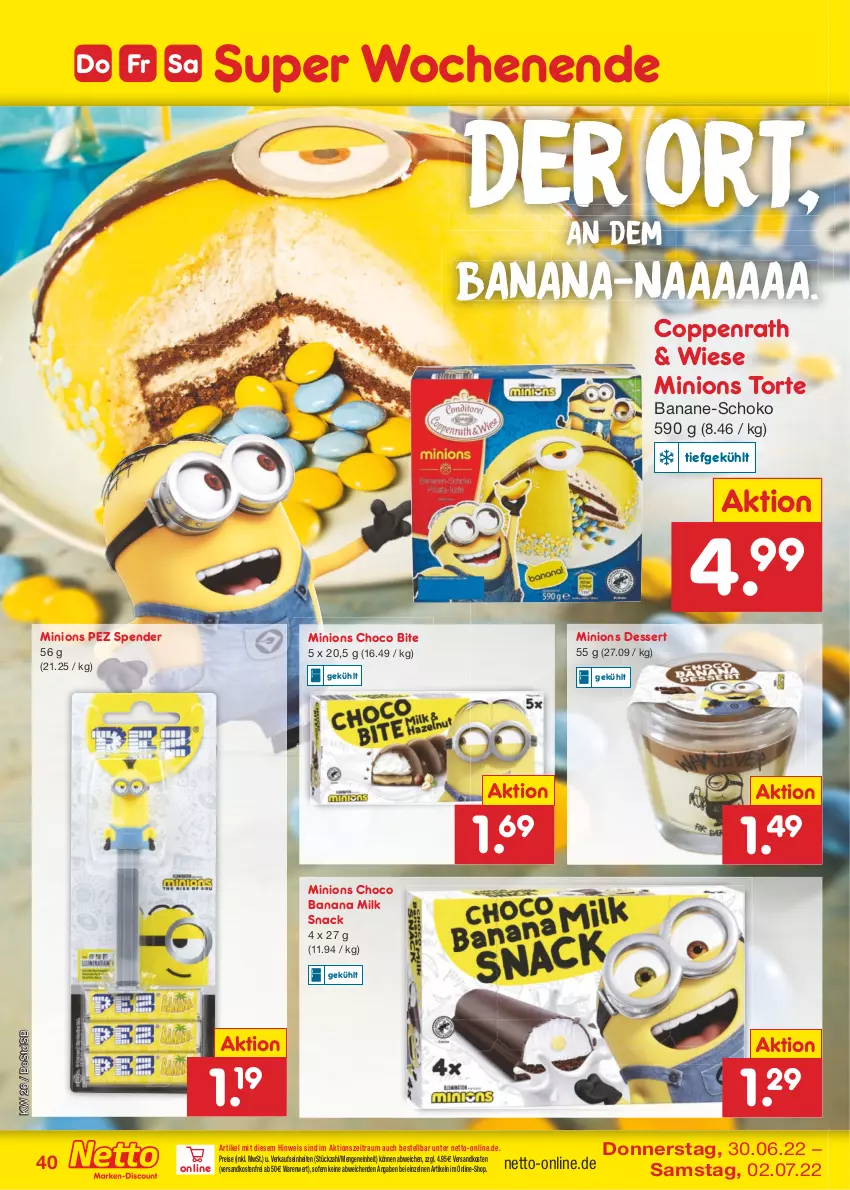 Aktueller Prospekt Netto Marken-Discount - Filial-Angebote - von 27.06 bis 02.07.2022 - strona 40 - produkty: banane, coppenrath, dessert, eis, ndk, reis, schoko, snack, Ti, torte, versandkostenfrei