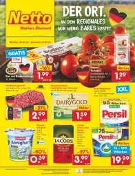 Gazetka promocyjna Netto Marken-Discount - Filial-Angebote - Gazetka - ważna od 01.07 do 01.07.2023 - strona 1 - produkty: almighur, almighurt, angebot, bestpreis, braten, butter, Dairygold, ehrmann, ehrmann almighurt, eier, eis, fleisch, gin, hackfleisch, hackfleisch gemischt, irische butter, jacobs, kaffee, Meister, meisterröstung, ndk, persil, persil waschmittel, reis, rispentomaten, Schal, Schale, Streichzart, Ti, tomate, tomaten, waschmittel, ZTE