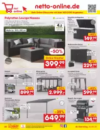 Gazetka promocyjna Netto Marken-Discount - Filial-Angebote - Gazetka - ważna od 01.07 do 01.07.2023 - strona 30 - produkty: angebot, angebote, auflagenbox, auto, Bau, bett, Carport, Couch, decke, Deckel, discount, edelstahl, eis, Garten, gasgrill, glasplatte, grill, kissen, kracher, latte, ndk, reis, Ria, Rückenkissen, rückenlehne, Ti, tisch, uv-schutz, wasser