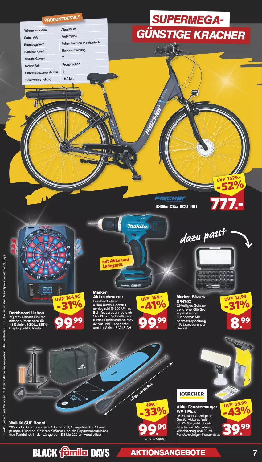 Aktueller Prospekt Famila - Prospekte - von 04.11 bis 09.11.2024 - strona 7 - produkty: akku, akkuschrauber, angebot, angebote, Aufkleber, Bitset, decke, Deckel, E-Bike, eis, Elektro, elle, ente, felgen, fenster, fenstersauger, flasche, gabel, kleber, kracher, ladegerät, LG, mikrofaser, reiniger, reis, Ria, Schal, schrauben, Schraubendreher, Spiele, sprühflasche, Tasche, teller, Ti, tisch, tragetasche, ZTE